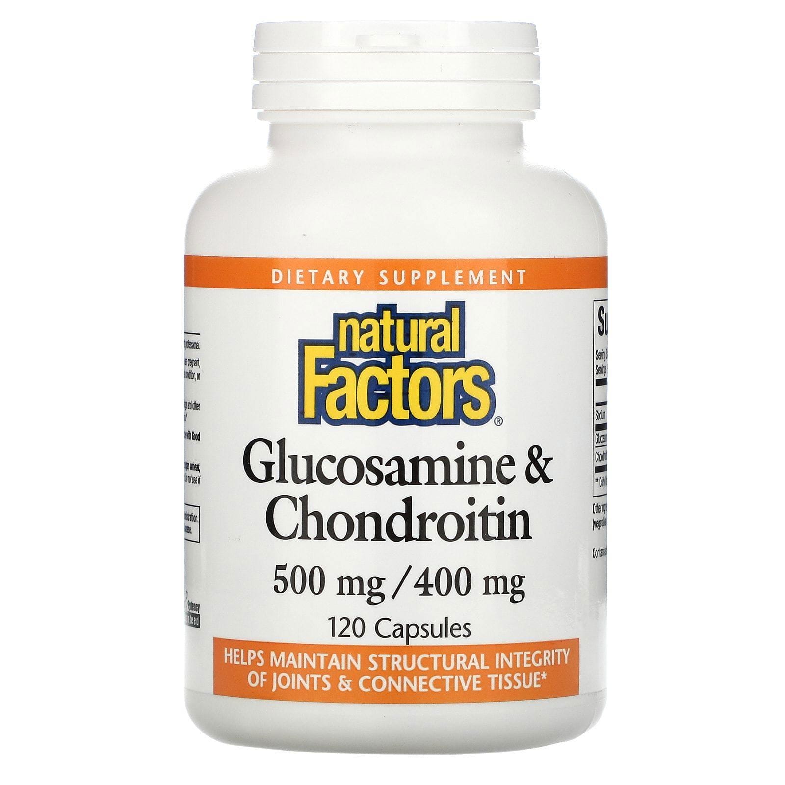 Natural Factors, Glucosamina y Condroitina, 500 mg/400 mg, 120 Cápsulas