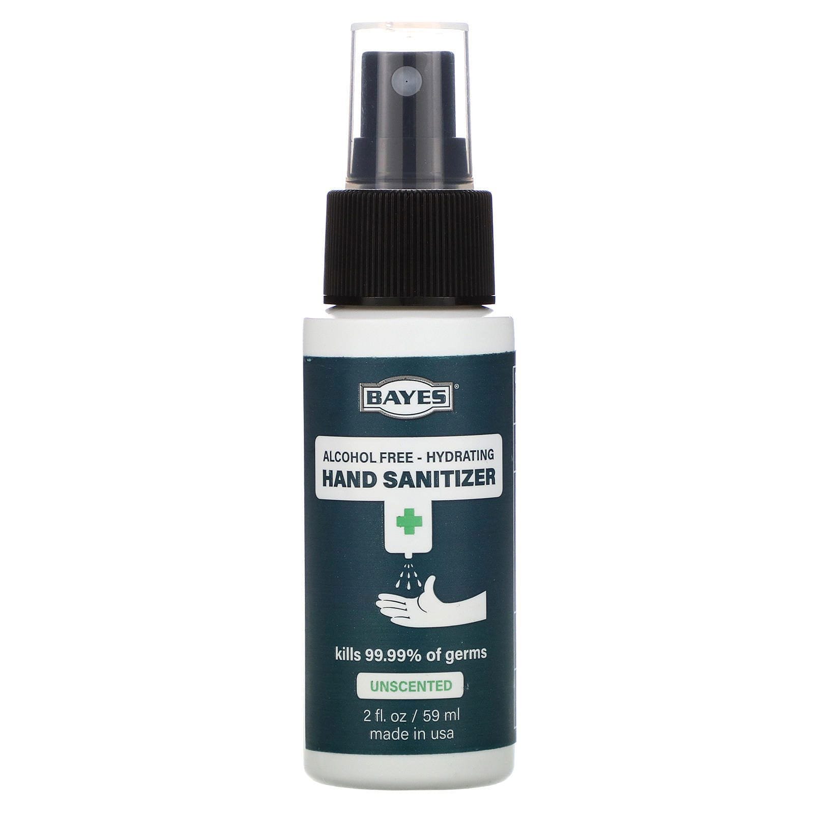 Bayes, Desinfectante para manos, Sin alcohol, Sin fragancia, 59 ml (2 oz. líq.)