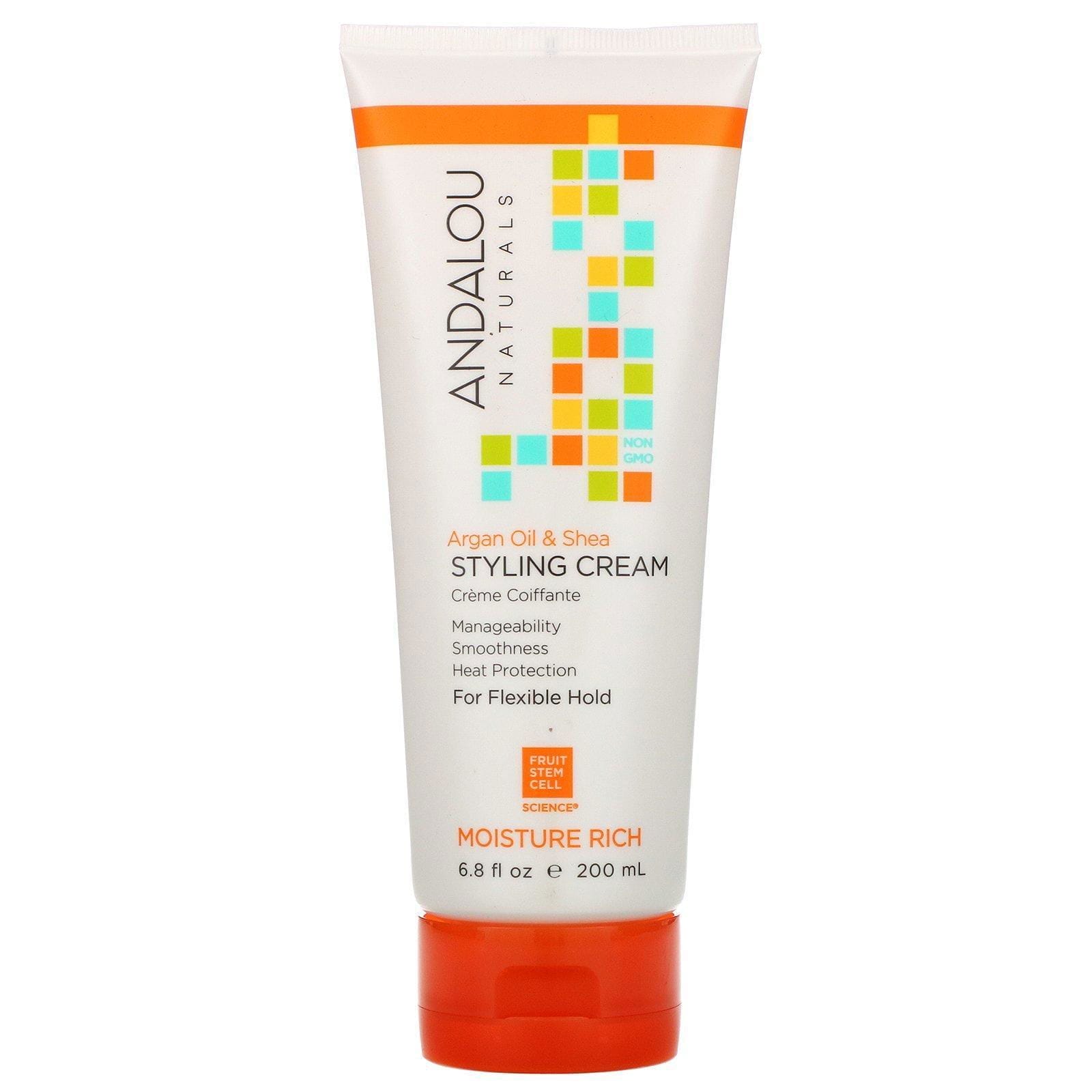 Andalou Naturals, Crema para peinado, aceite de argán y karité, humectante, 6.8 fl oz (200 ml)