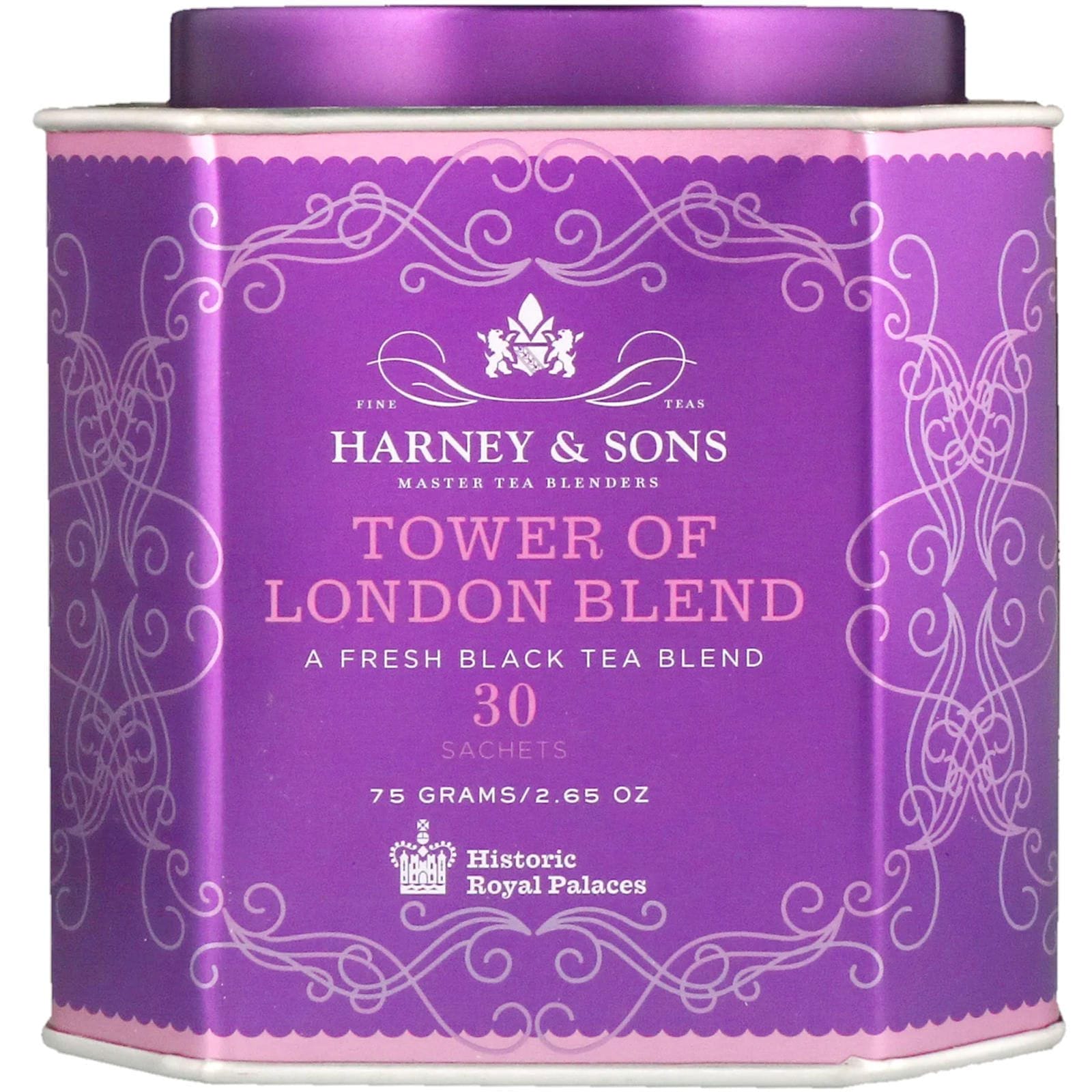 Harney & Sons, Mezcla Torre de Londres, Una mezcla de té negro fresco, 30 bolsitas, 2.67 oz (75 g)