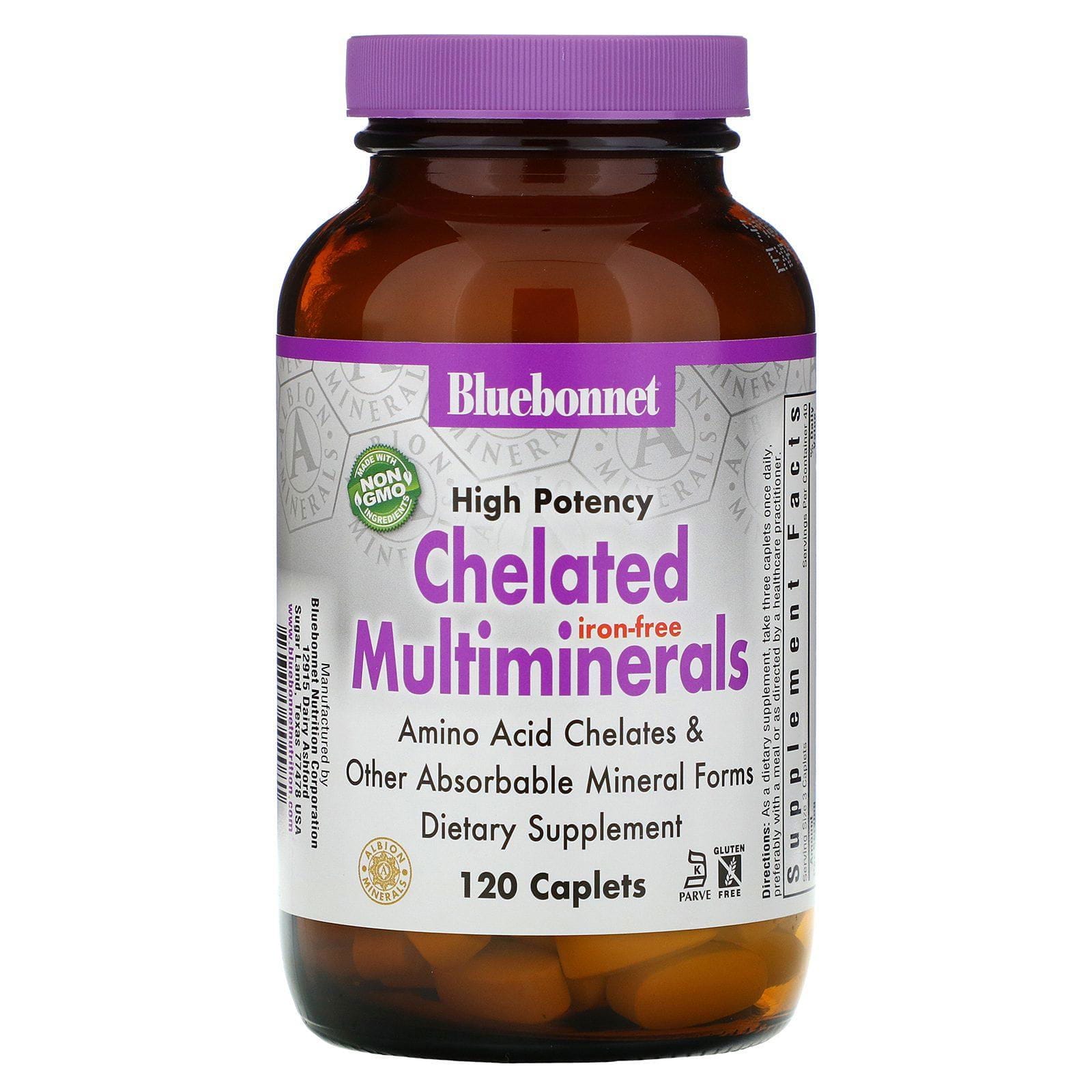 Bluebonnet Nutrition, Multiminerales quelatados, sin hierro, 120 cápsulas