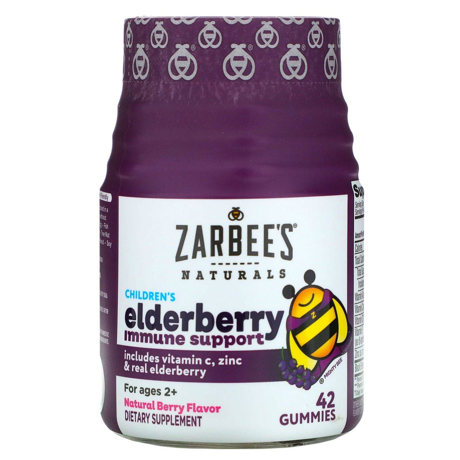 Zarbee's, Refuerzo inmunitario con saúco para niños, Sabor natural a baya, Para niños de 2 años o más, 42 gomitas