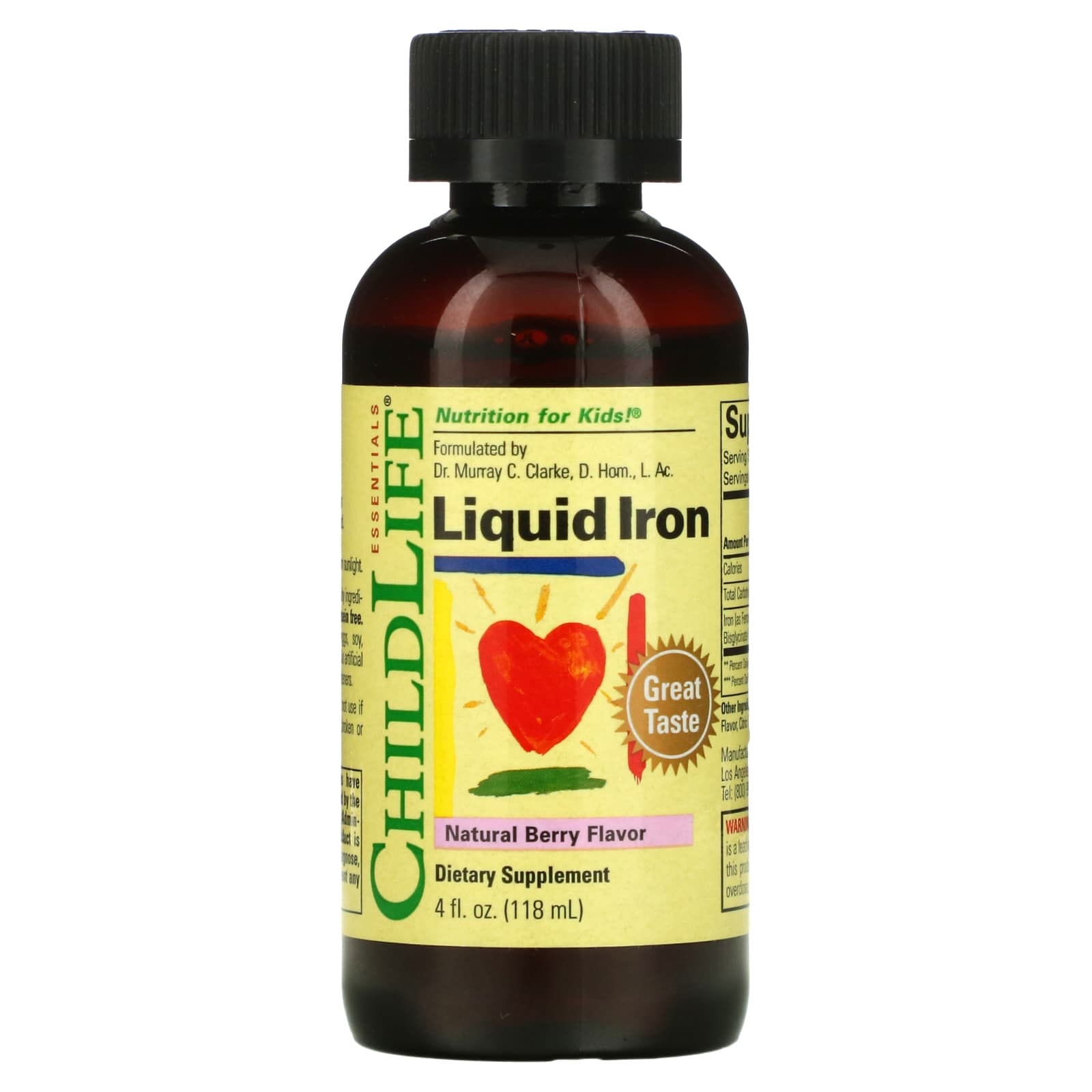 ChildLife Essentials, Hierro líquido, Sabor natural a bayas, 118 ml (4 oz. Líq.)