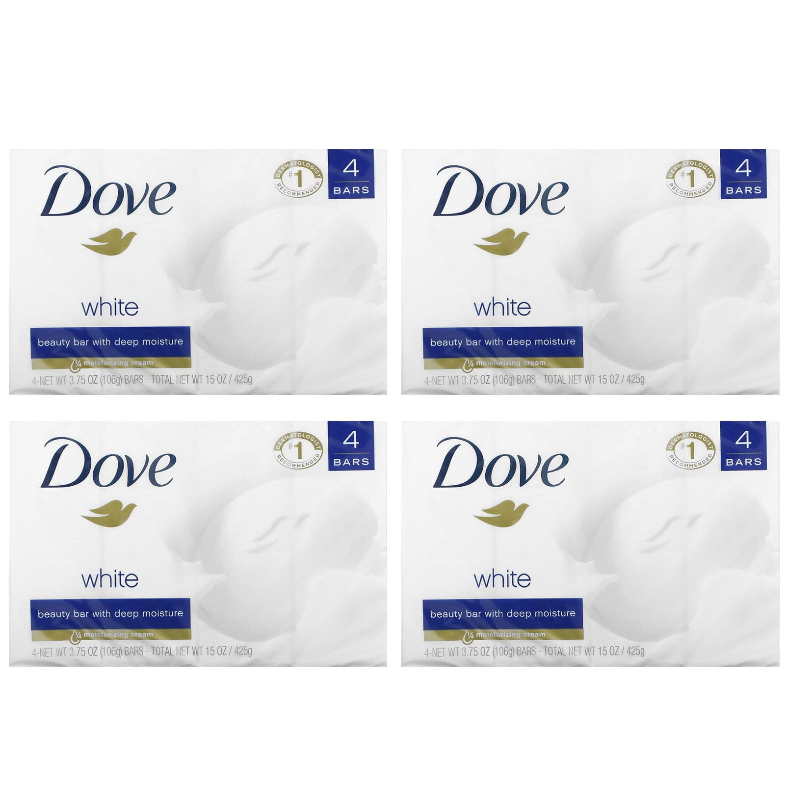Dove, White Beauty Bar, 4 Bars, 3.75 oz (106 g) Each