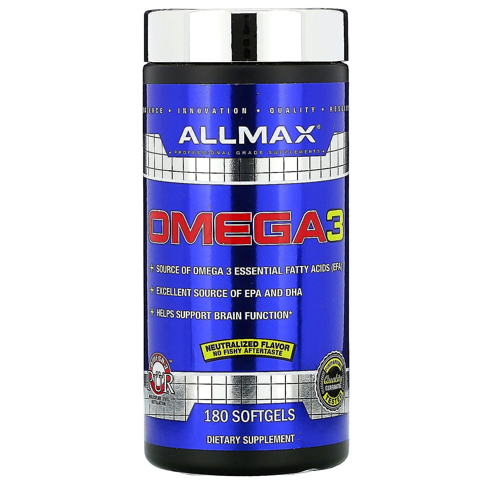 ALLMAX Nutrition, Omega-3, Ultra-Pure Cold-Water Fish Oil Concentrate, 180 Softgels
