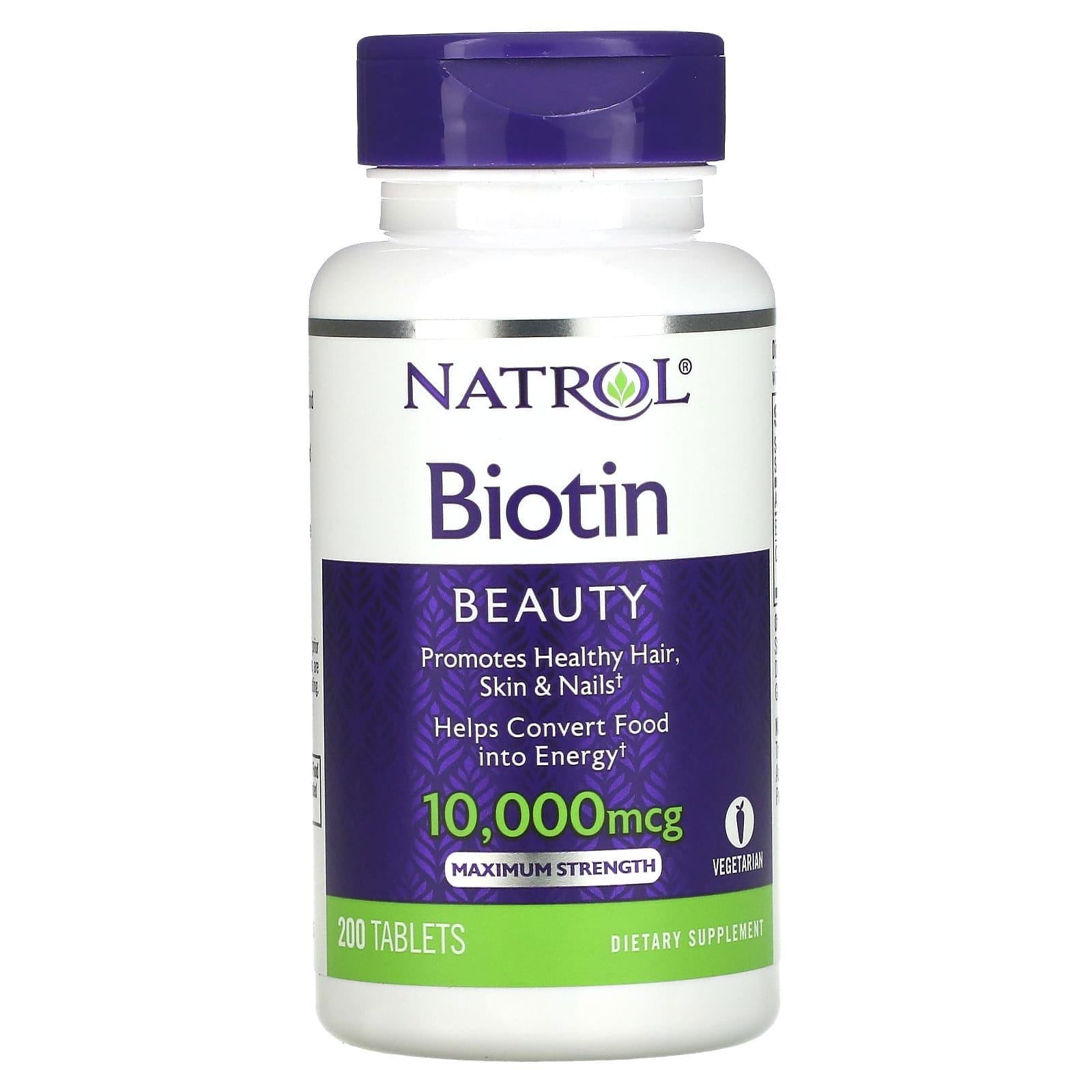 Natrol, Biotina, Concentración máxima, 10.000 mcg, 200 comprimidos