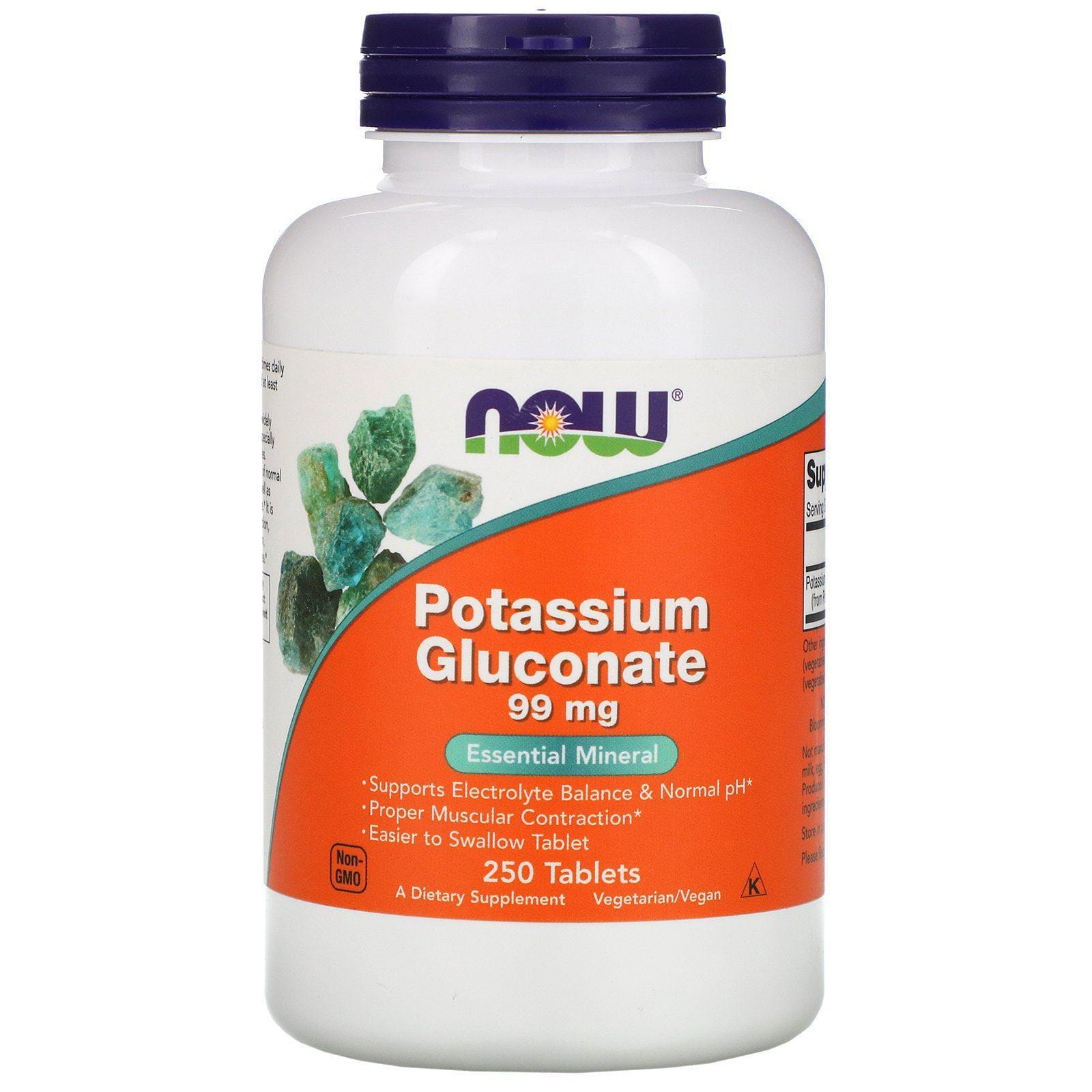 Now Foods, Gluconato de Potasio, 99 mg, 250 Tabletas