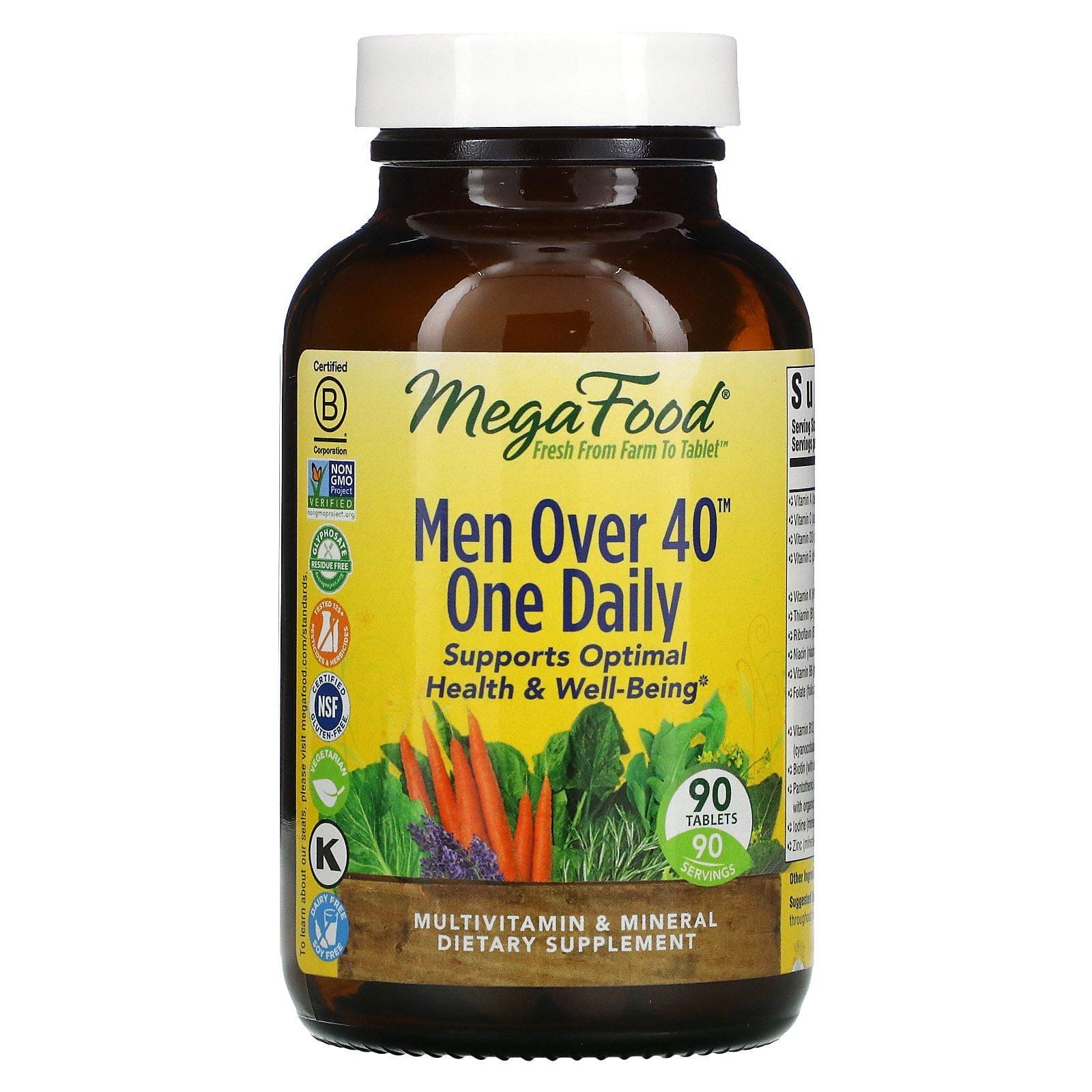 MegaFood, Men Over 40, Hombres mayores de 40 años, Un comprimido diario, 90 comprimidos