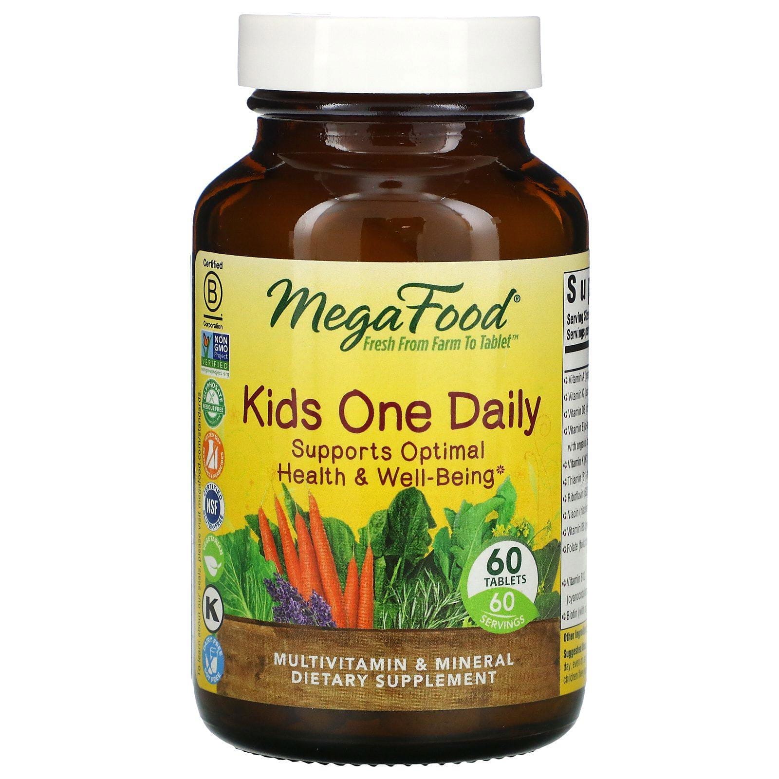 MegaFood, Suplemento para niños, Un comprimido diario, 60 comprimidos