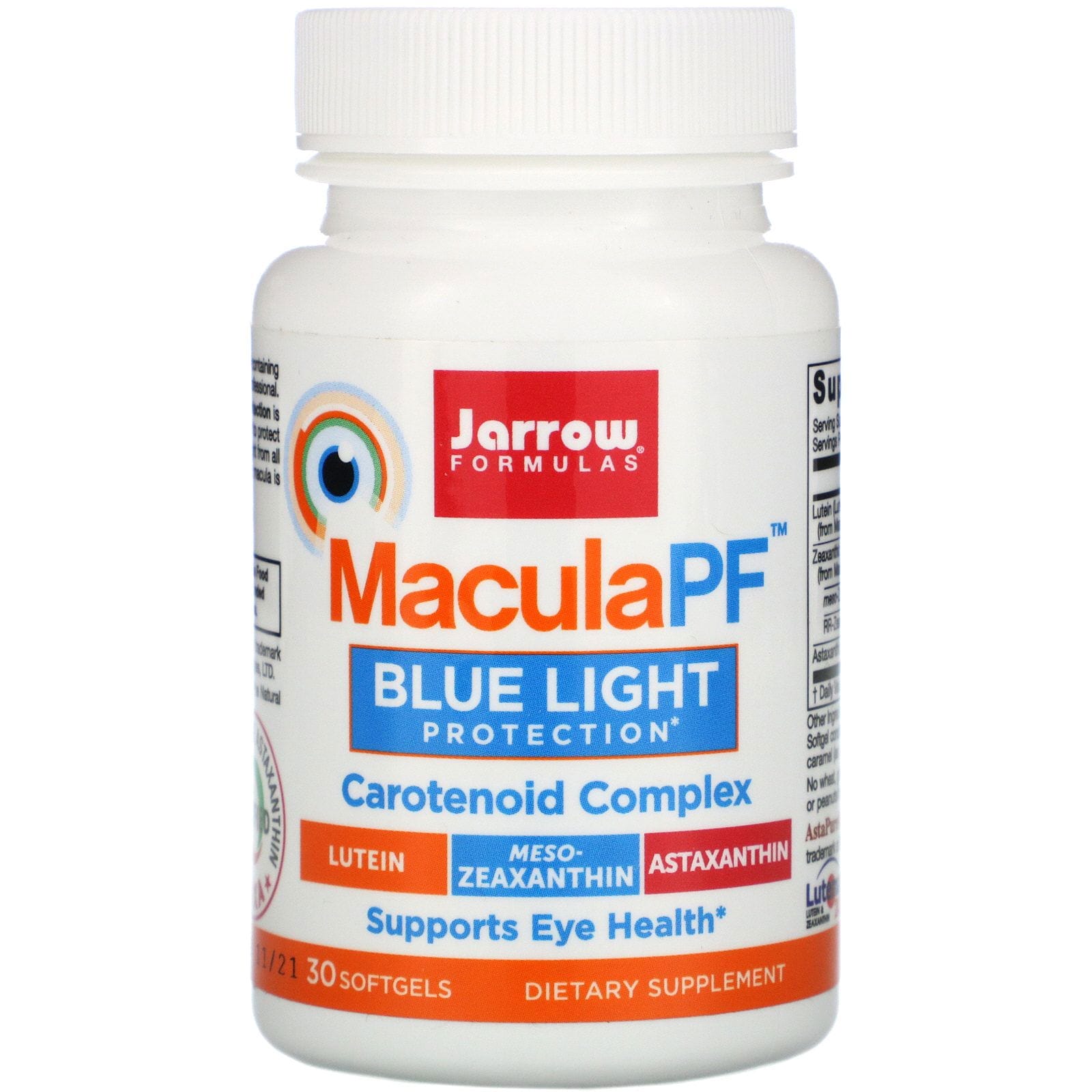 Jarrow Formulas, MaculaPF, Protección contra la luz azul, 30 cápsulas blandas