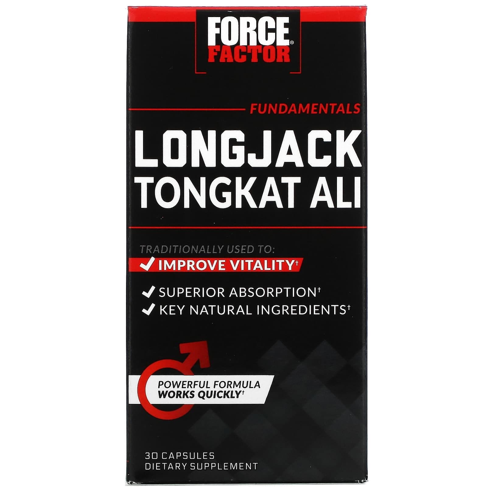 Force Factor, Ginseng de Malasia tongkat ali, 500 mg, 30 cápsulas