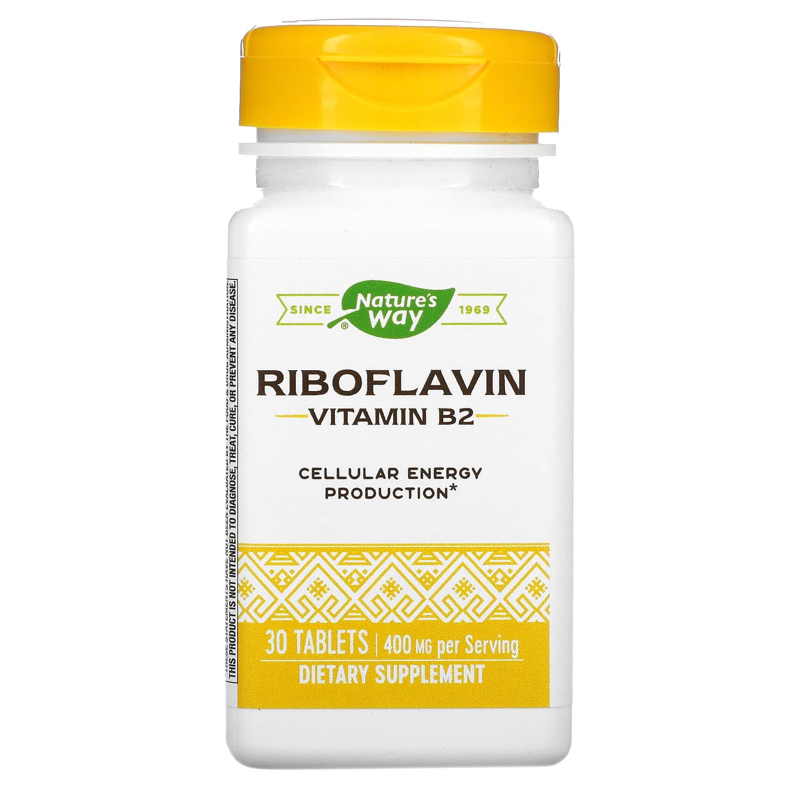 Nature's Way, Riboflavina, Vitamina B2, 400 mg, 30 comprimidos