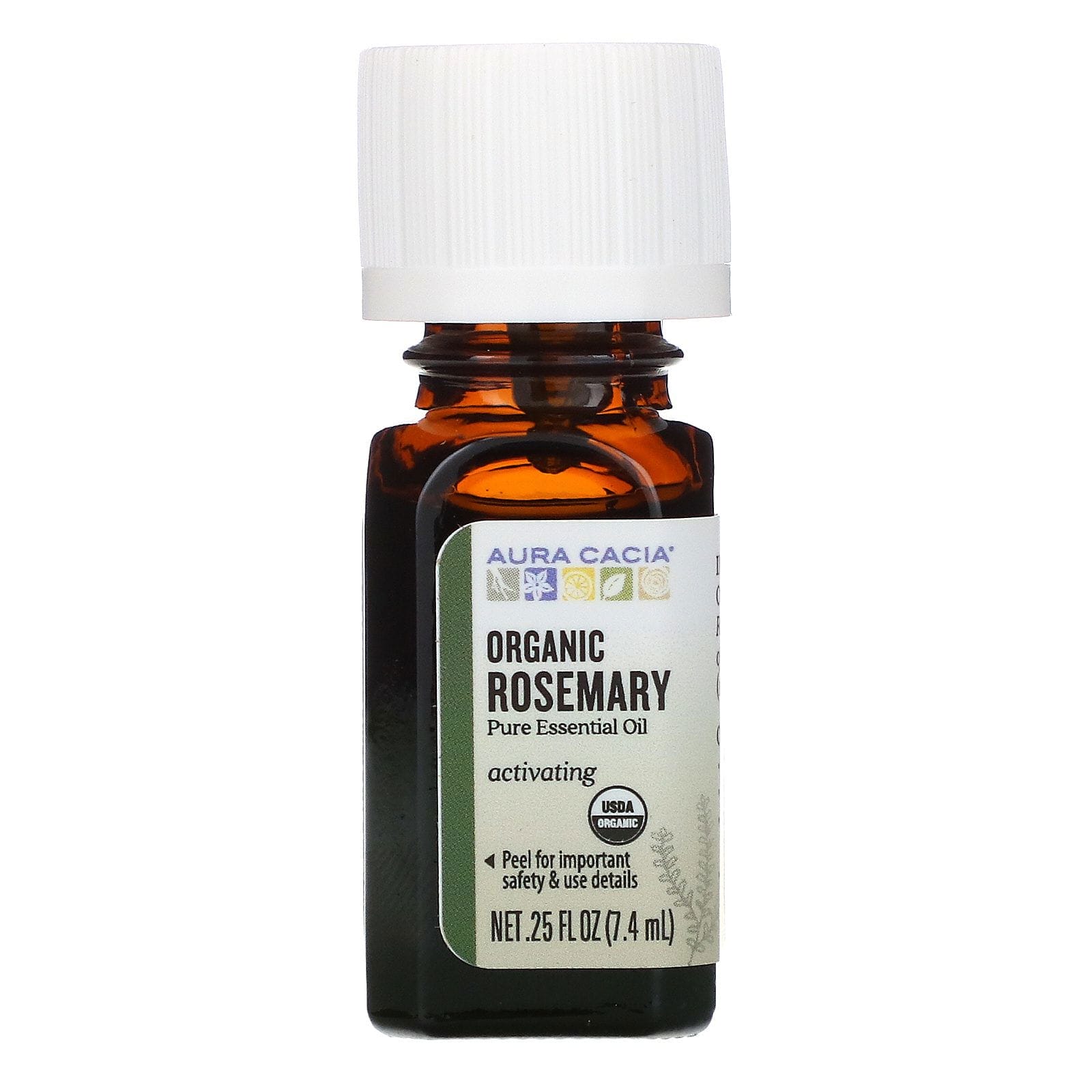 Aura Cacia, Aceite esencial puro, Romero orgánico, 7,4 ml (0,25 oz. líq.)