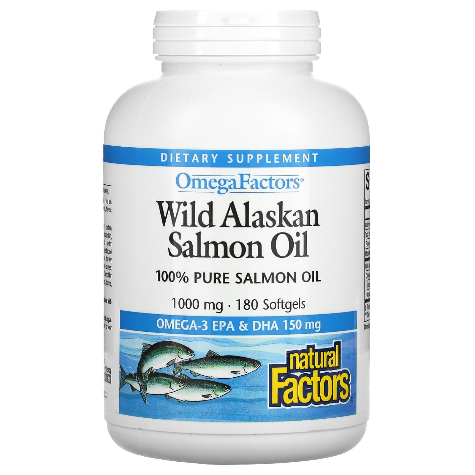 Natural Factors, Omega Factors, Aceite de salmón salvaje de Alaska, 1000 mg, 180 cápsulas blandas