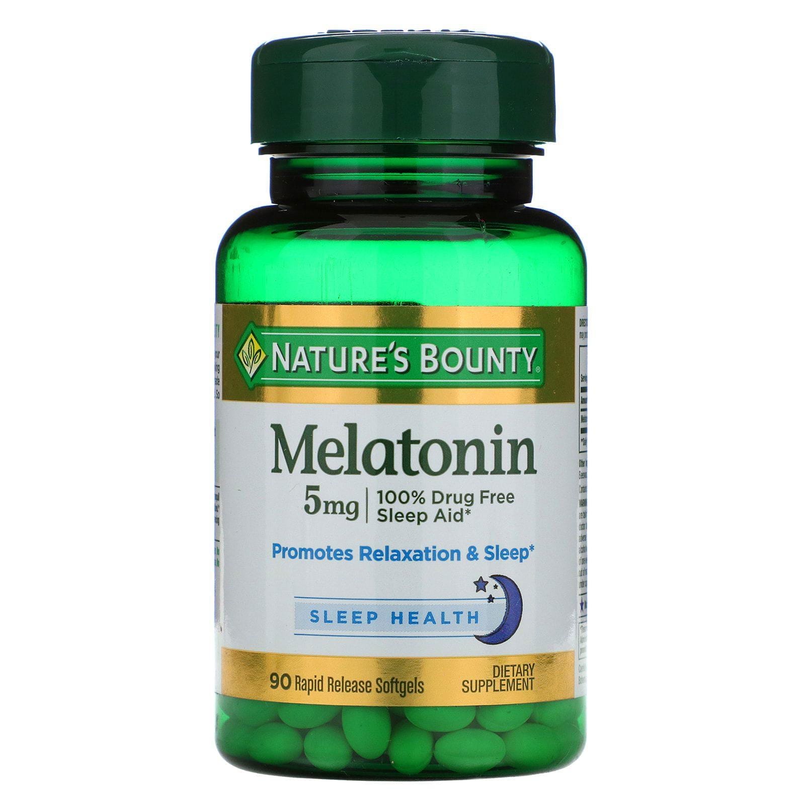Nature's Bounty, Melatonin, 5 mg, 90Cápsulas de Gel Suave