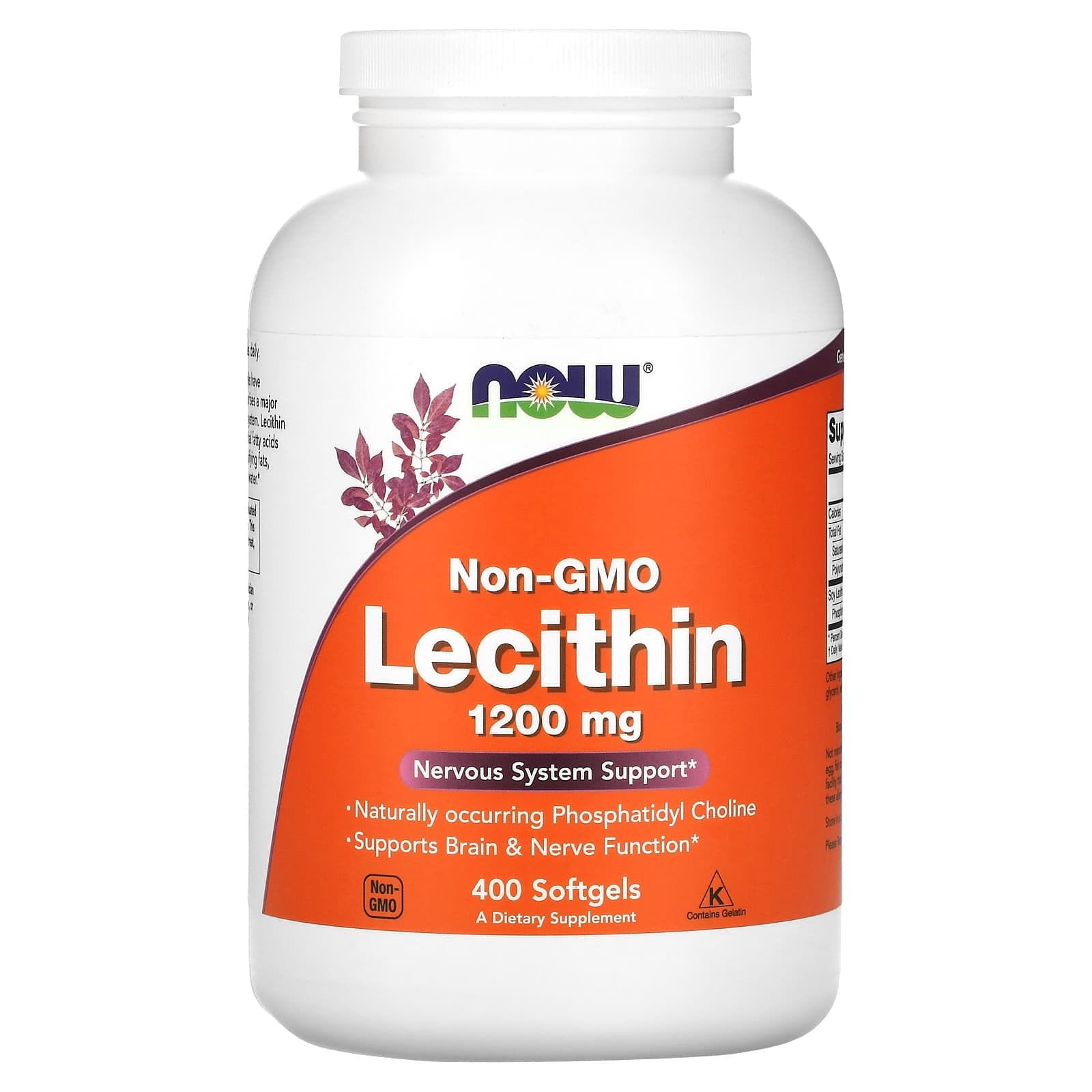 NOW Foods, Lecitina sin OGM, 1200 mg, 400 cápsulas blandas