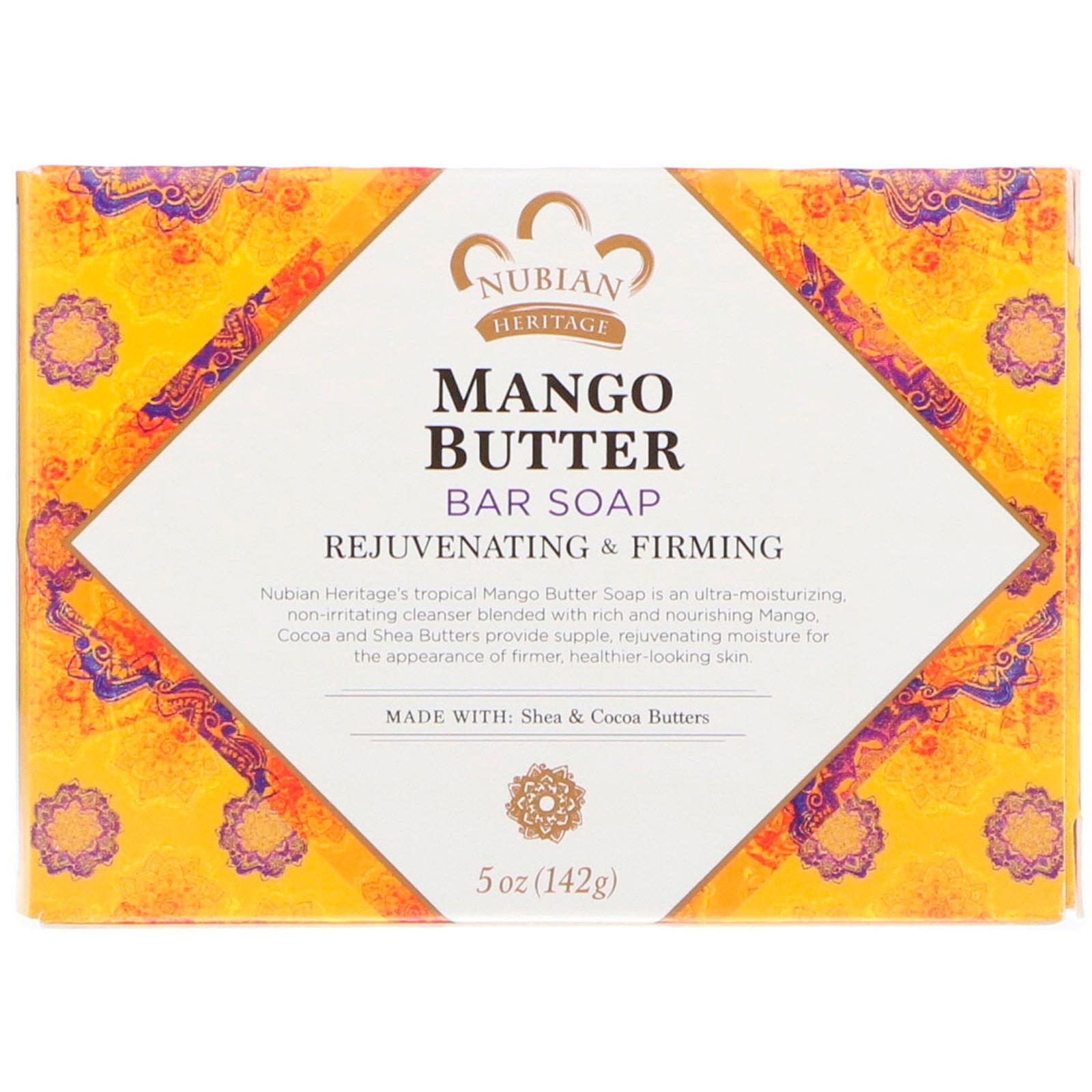 Nubian Heritage, Barra de jabón de manteca de mango, 5 oz (142 g)