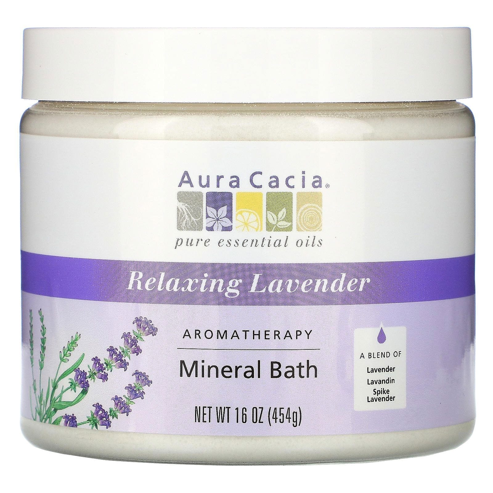 Aura Cacia, Baño mineral de aromaterapia, lavanda relajante, 16 oz (454 g)