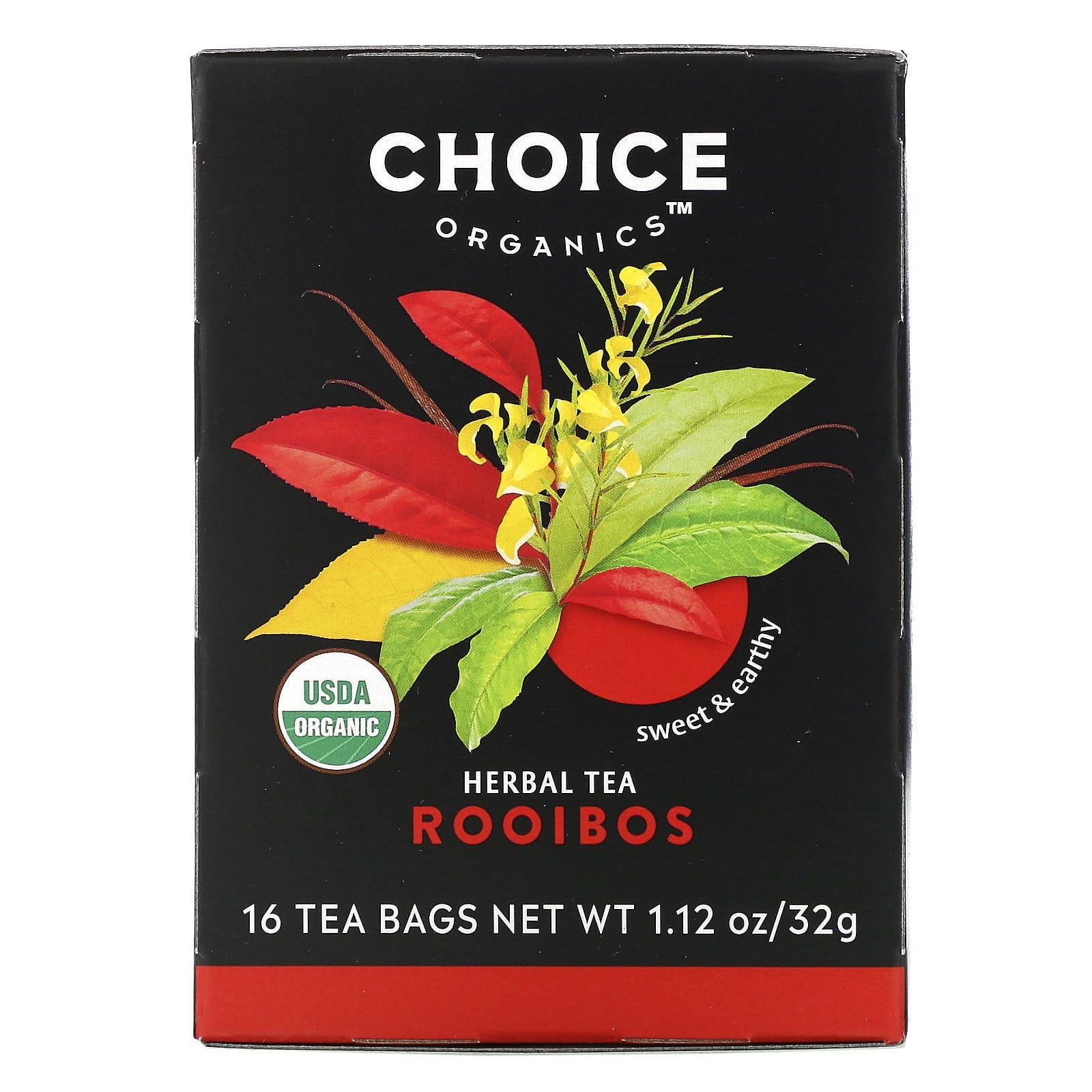 Choice Organic Teas, Herbal Tea, Organic Rooibos, Caffeine-Free, 16 Tea Bags, 1.12 oz (32 g)