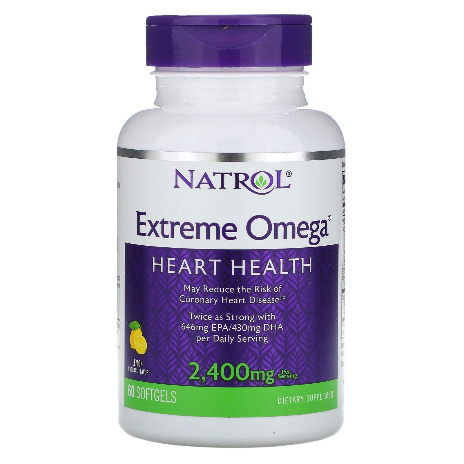Natrol, Extreme Omega, Limón, 2400 mg, 60 cápsulas blandas