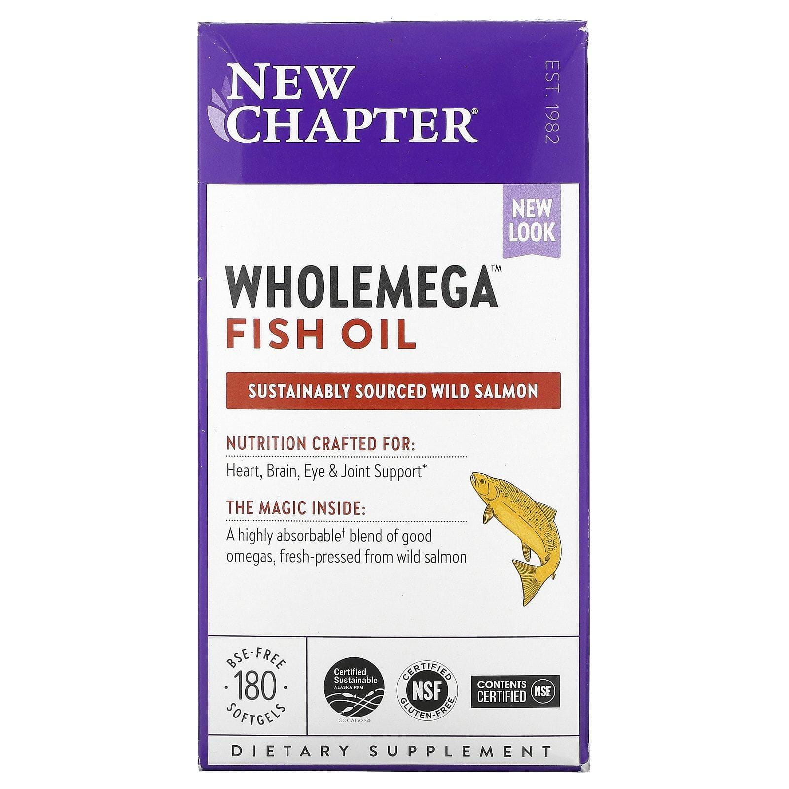 New Chapter, Aceite de pescado Wholemega, 180 cápsulas blandas