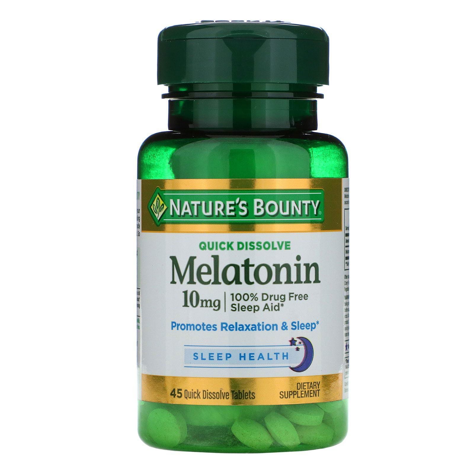 Nature's Bounty, Melatonina, Disolución rápida, 10 mg, 45 tabletas de disolución rápida