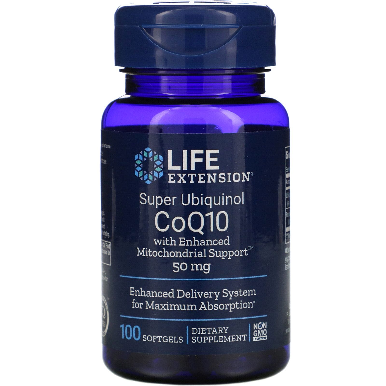 Life Extension, Super Ubiquinol CoQ10 con apoyo mitocondrial mejorado, 50 mg, 100 softgels