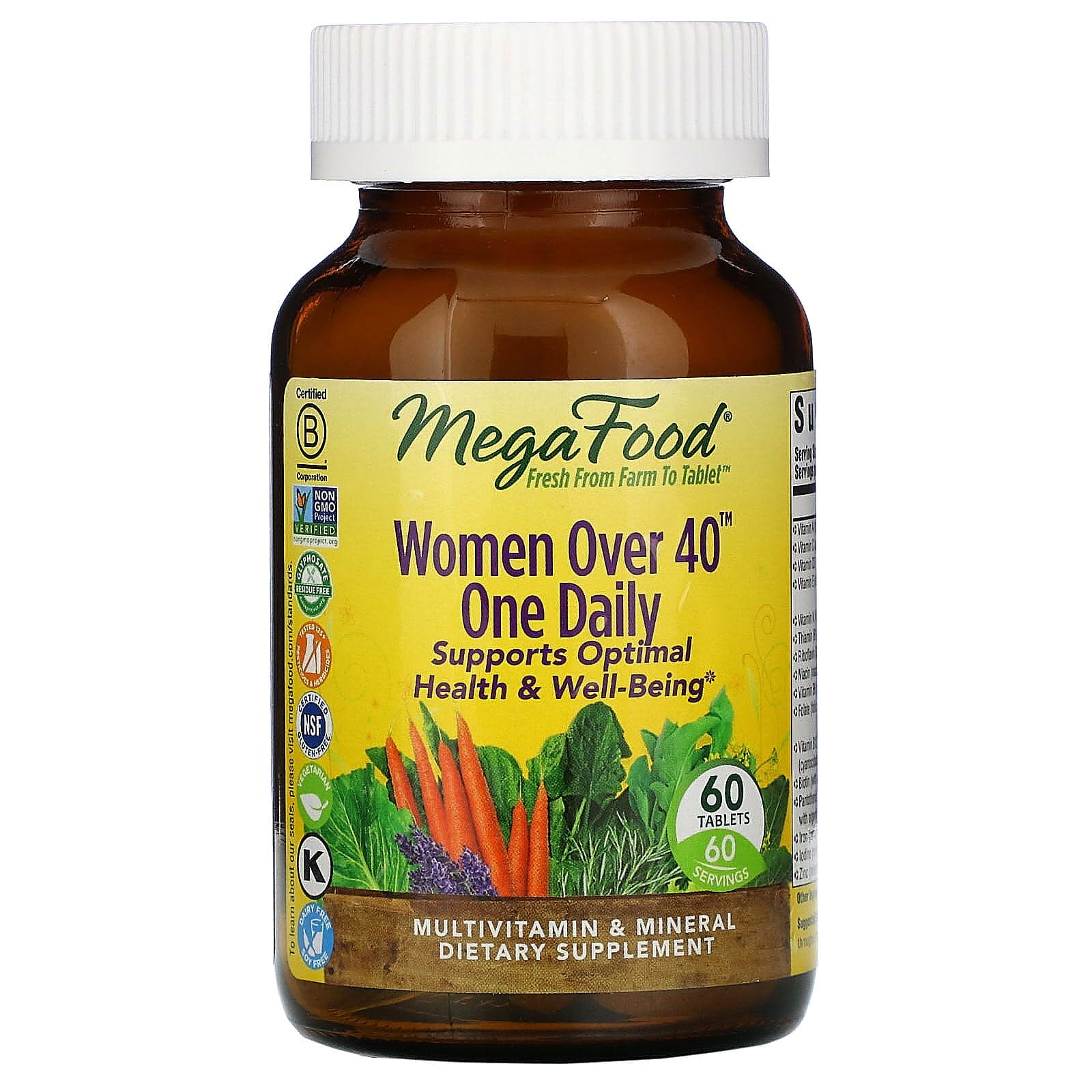 MegaFood, Women Over 40, Mujeres mayores de 40 años, Un comprimido diario, 60 comprimidos