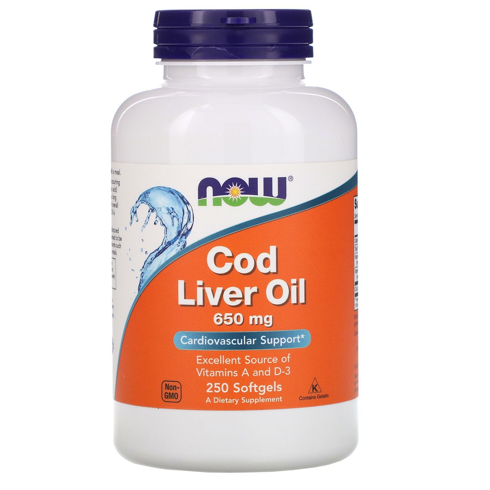 Now Foods, Aceite de Hígado de Bacalao, Doble Fuerza, 650 mg, 250 Cápsulas