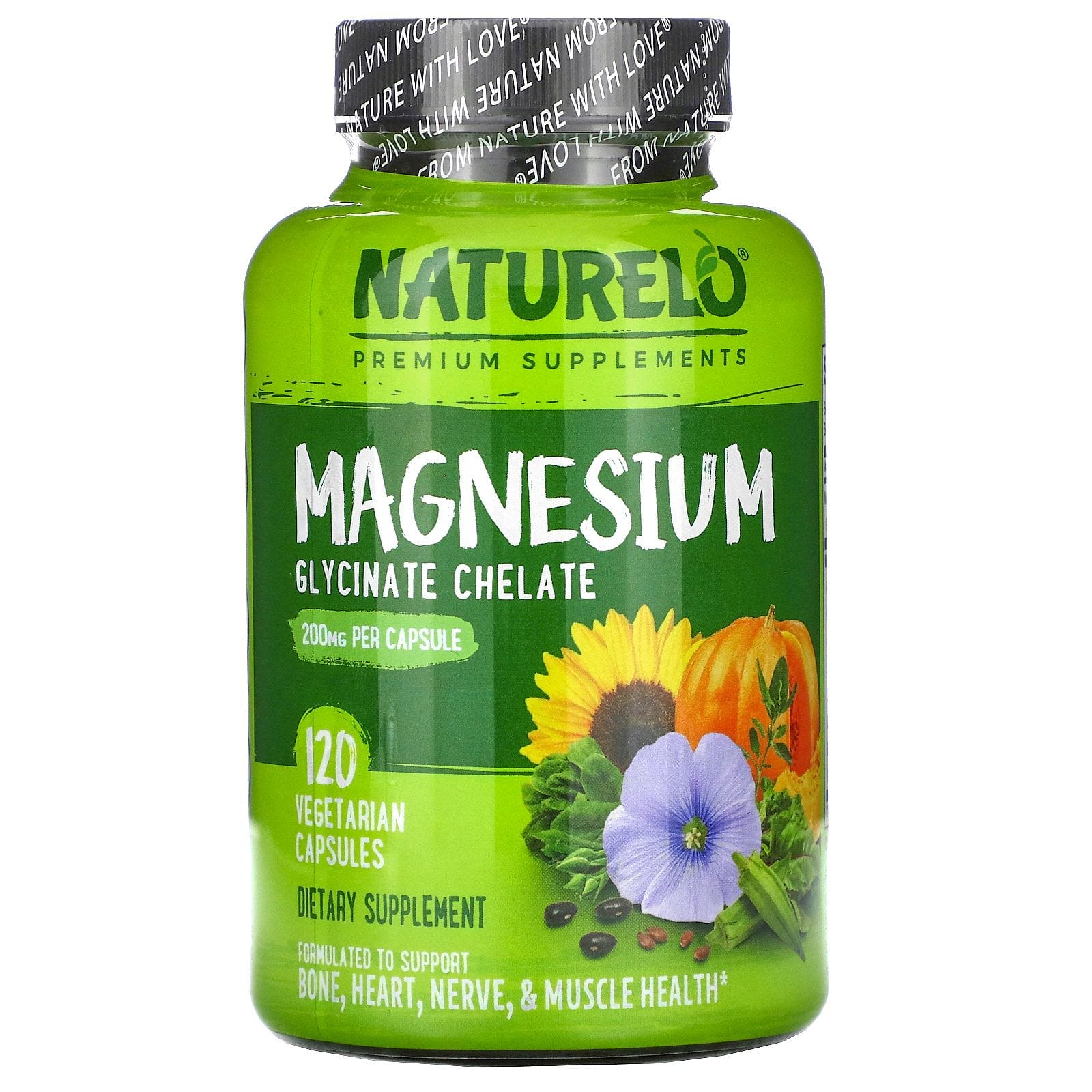 NATURELO, Magnesium Glycinate Chelate, 200 mg, 120 Vegetarian Capsules