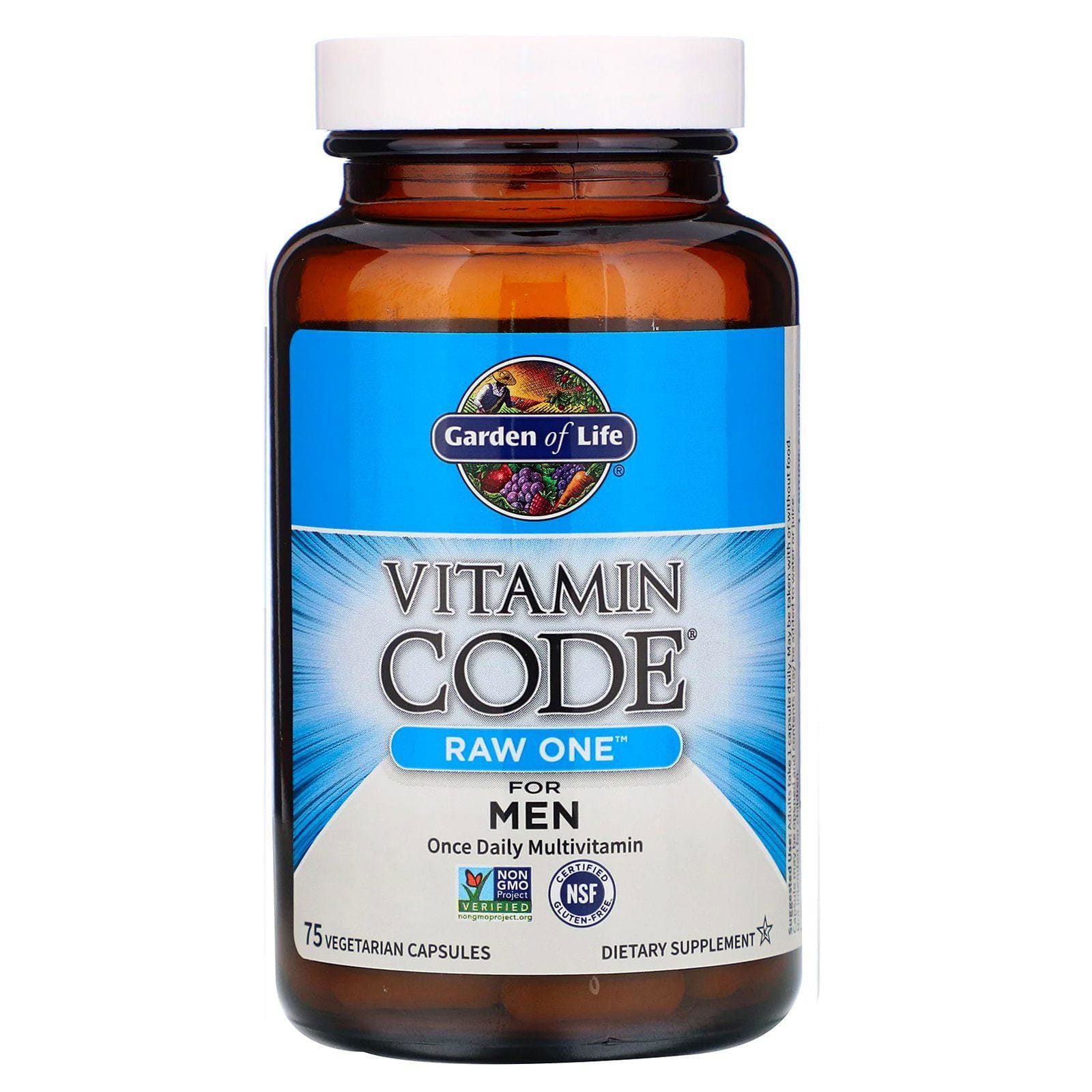 Garden of Life, Vitamin Code, RAW One, Multivitamínico de una ingesta diaria para hombres, 75 cápsulas vegetarianas