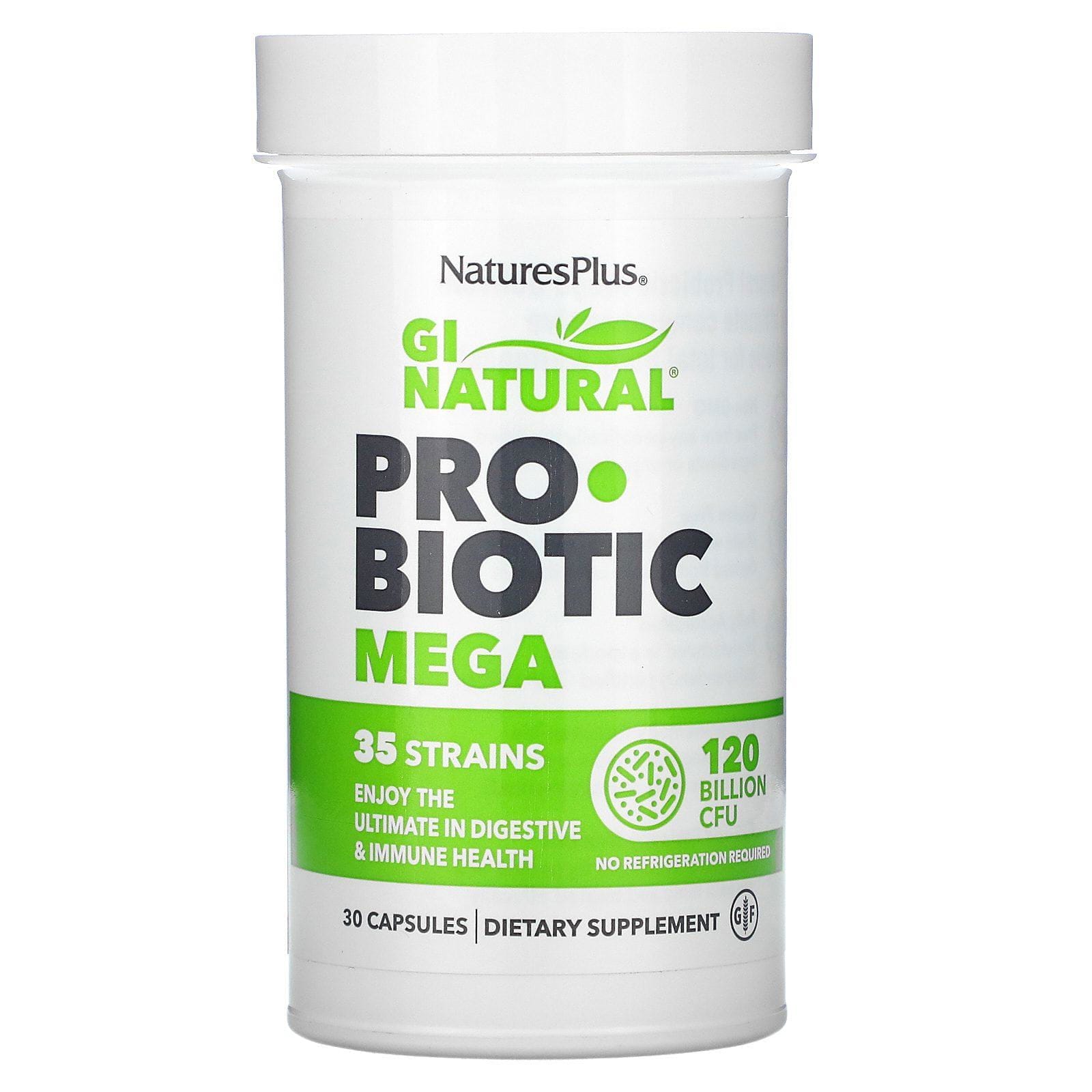 Nature's Plus, GI Natural, Megaprobióticos, 120.000 millones de UFC, 30 cápsulas