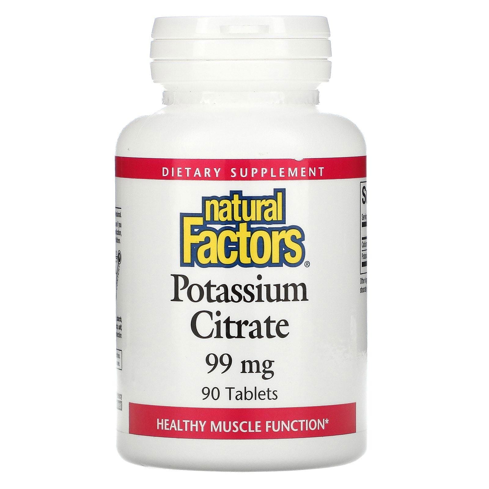 Natural Factors, Citrato de Potasio, 99 mg, 90 tabletas