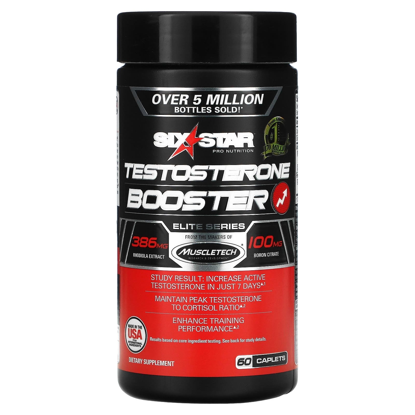 Six Star, Serie de elite, Potenciador de testosterona, 60 comprimidos oblongos