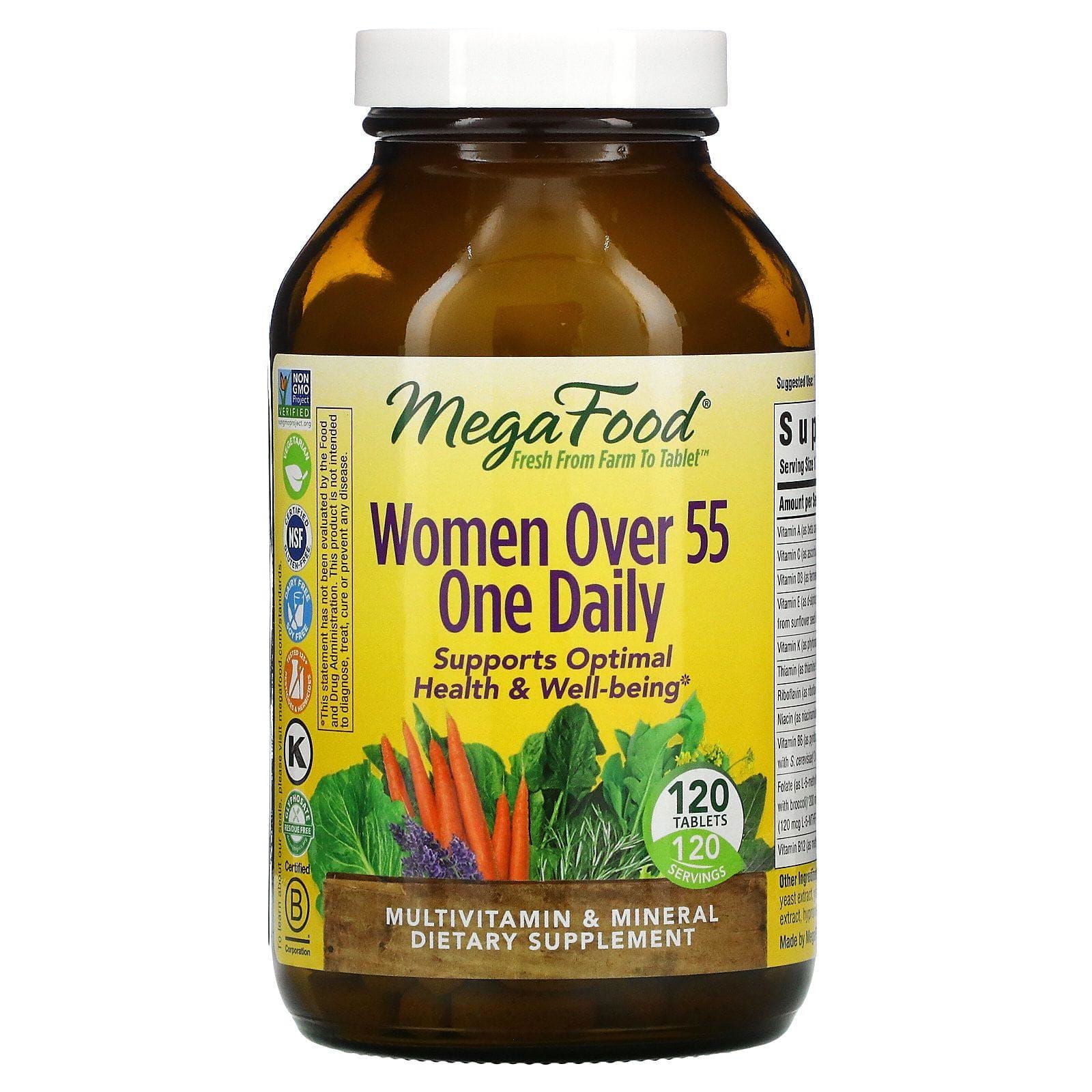 MegaFood, Mujeres mayores de 55 años, Un comprimido por día, 120 comprimidos