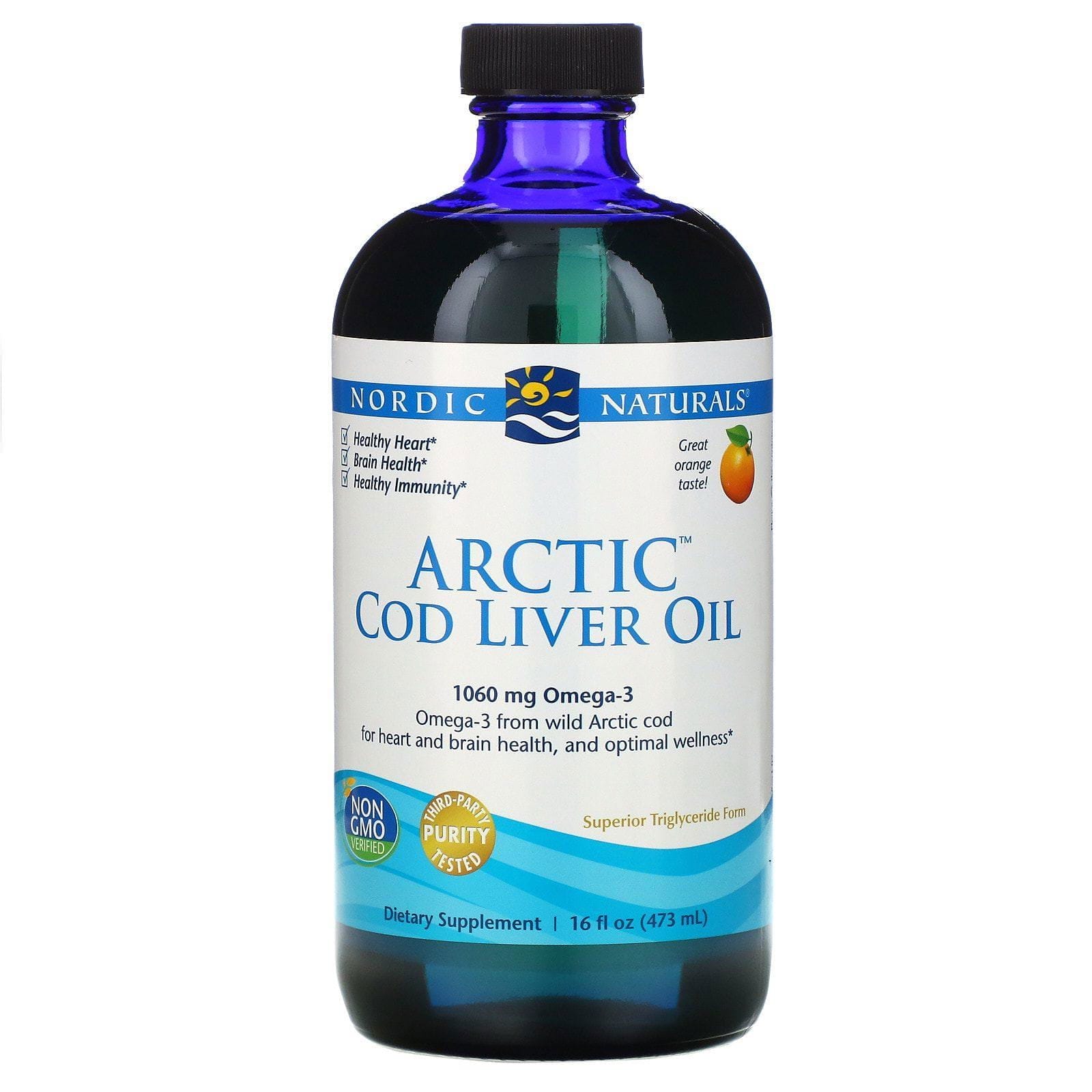 Nordic Naturals, Arctic Cod Liver Oil, Aceite de hígado de bacalao ártico, Naranja, 437 ml (16 oz. líq.)