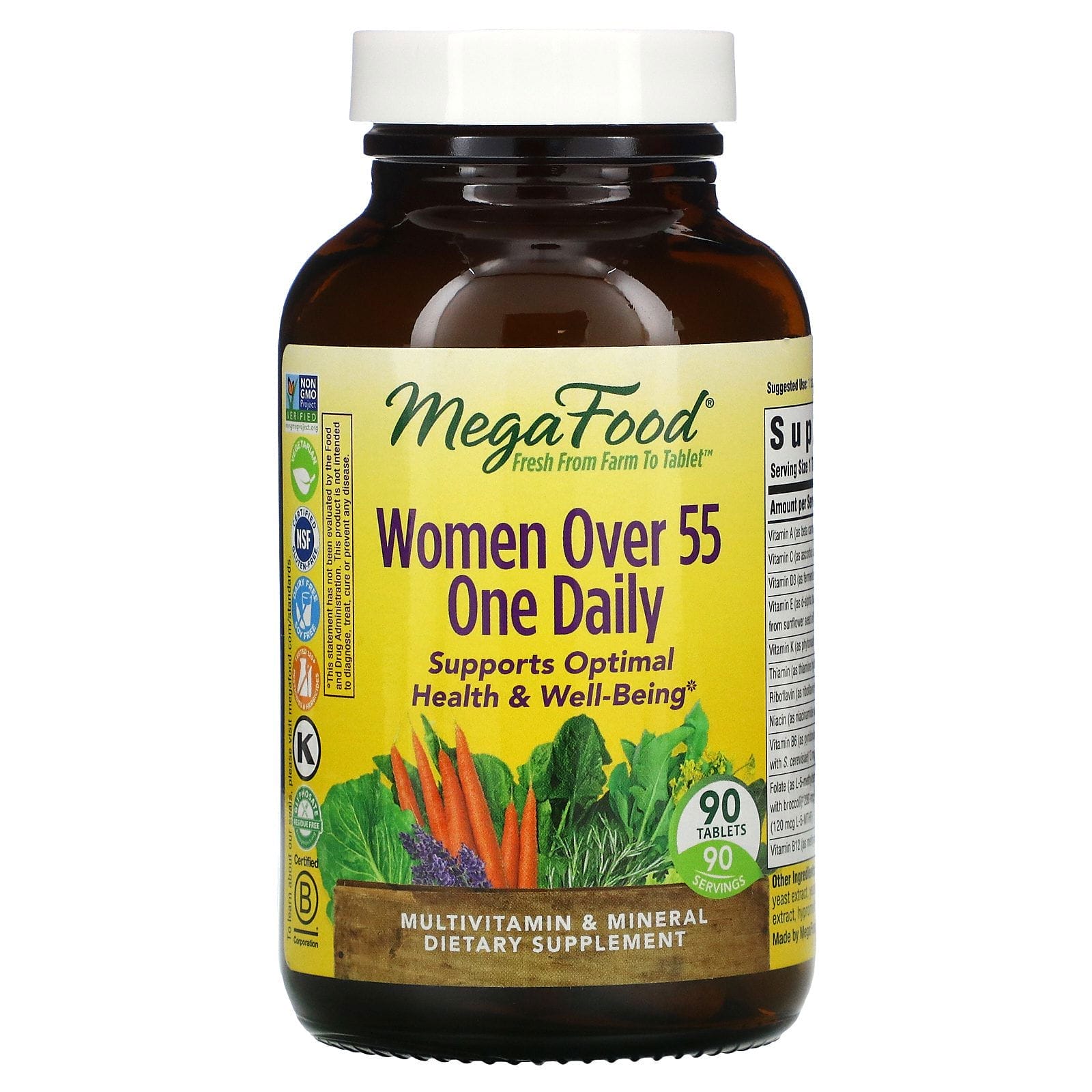 MegaFood, Mujeres mayores de 55 años, Un comprimido diario, 90 comprimidos