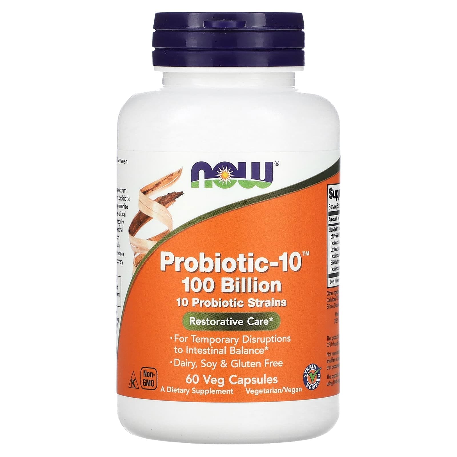 NOW Foods, Probiótico 10, 100 mil millones, 60 cápsulas vegetales