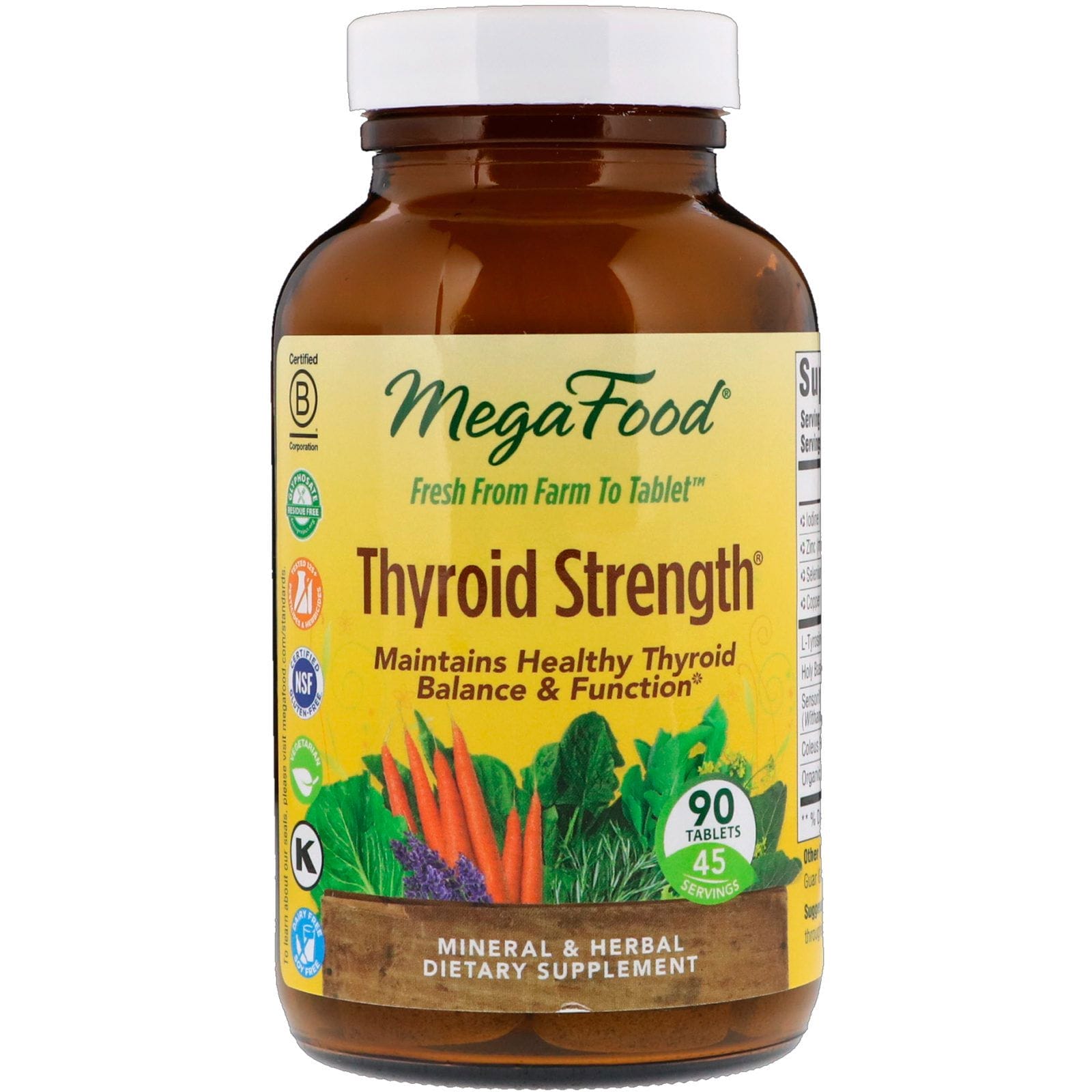 MegaFood, Thyroid Strength, 90 comprimidos