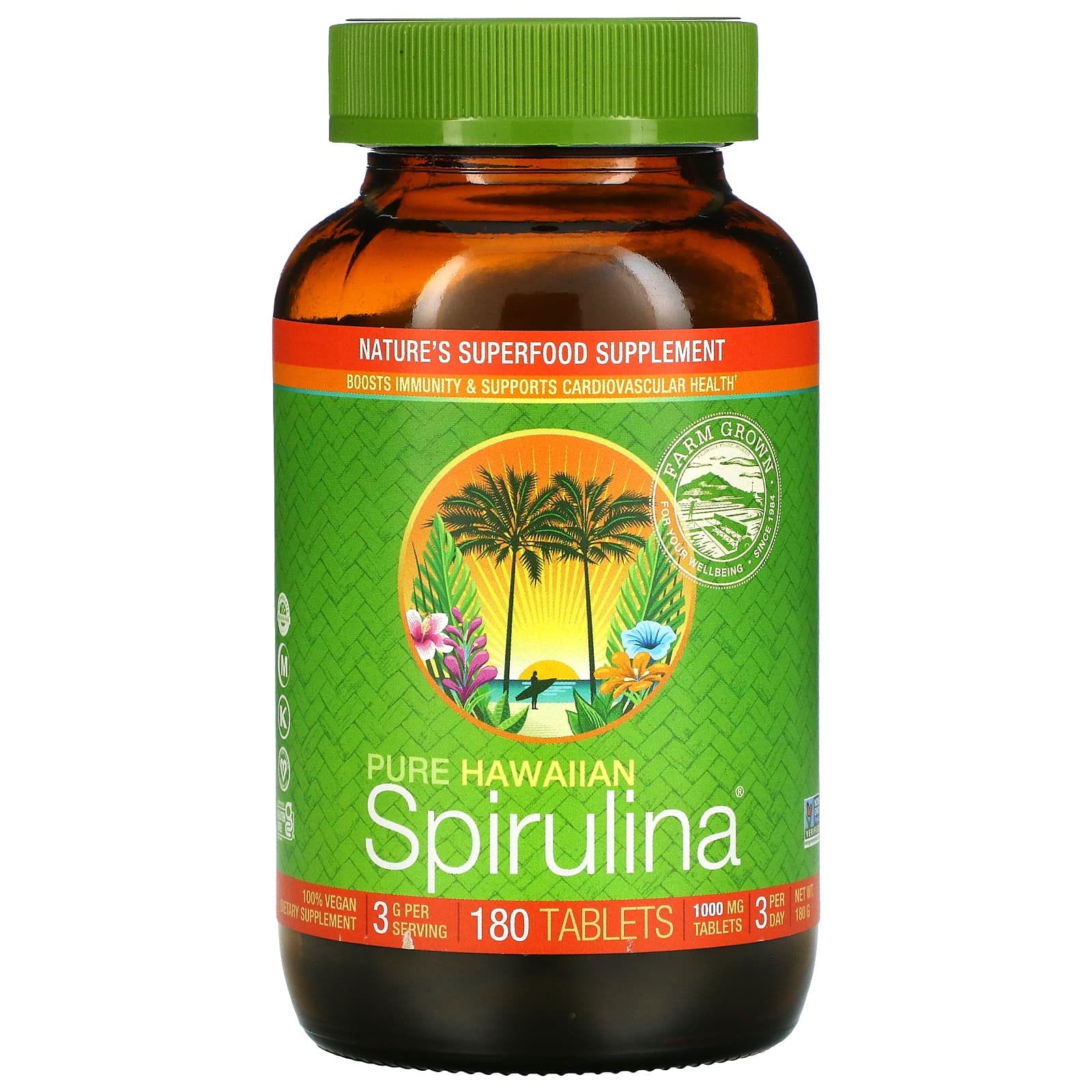 Nutrex Hawaii, Pure Hawaiian Spirulina, Espirulina pura, 1000 mg, 180 comprimidos