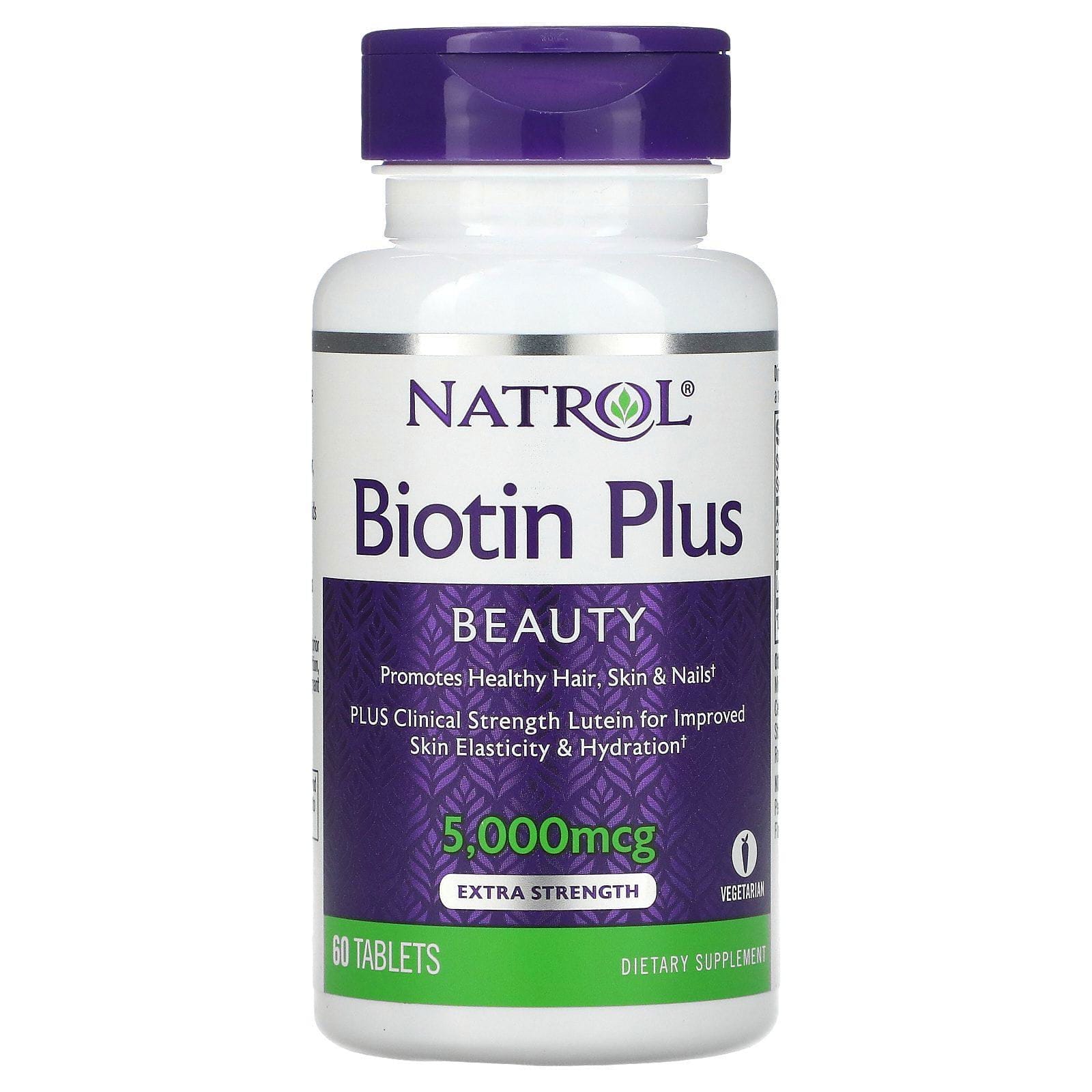 Natrol, Biotin Plus, Extra Strength, 5,000 mcg, 60 Tablets