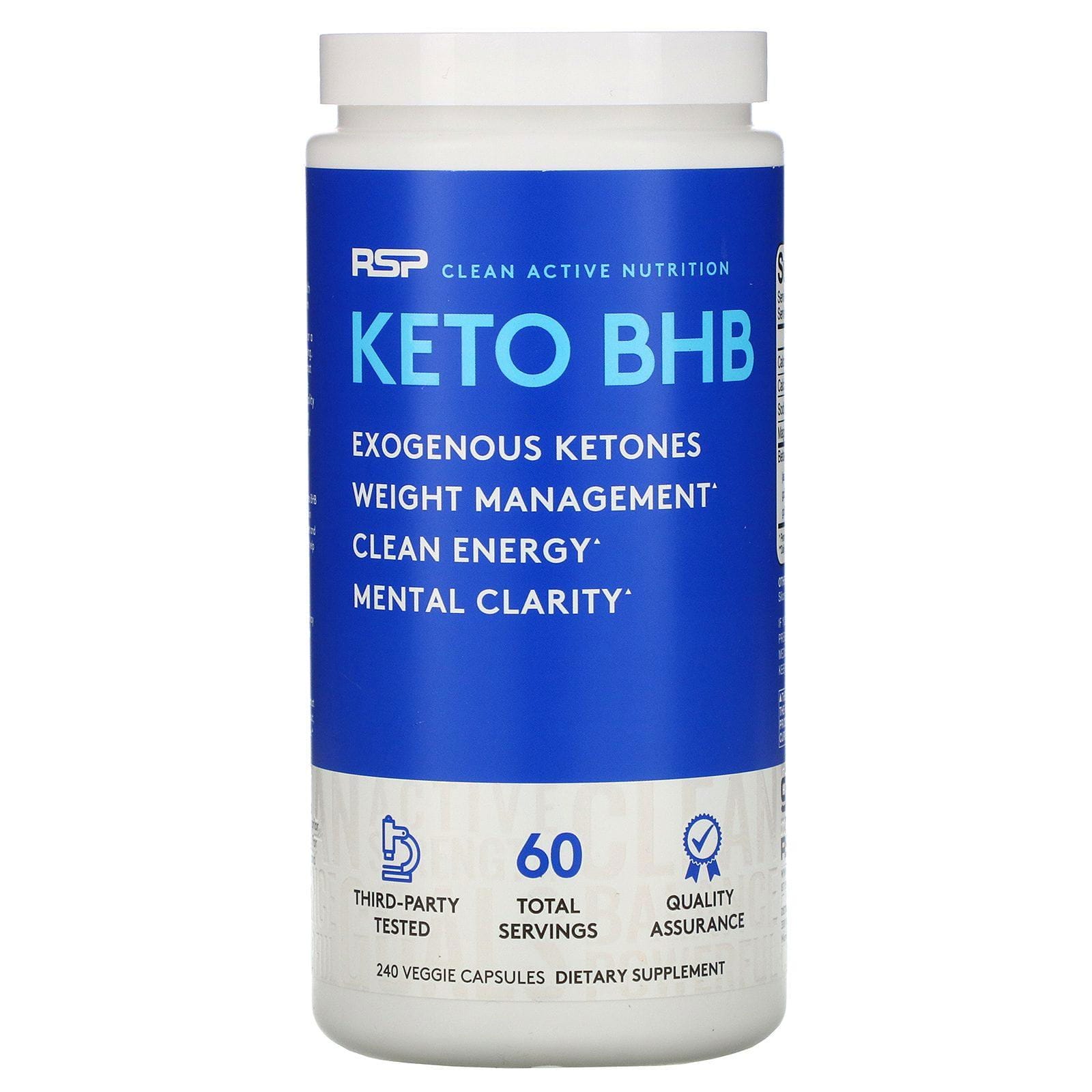 RSP Nutrition, BHB cetogénico, 240 cápsulas vegetales
