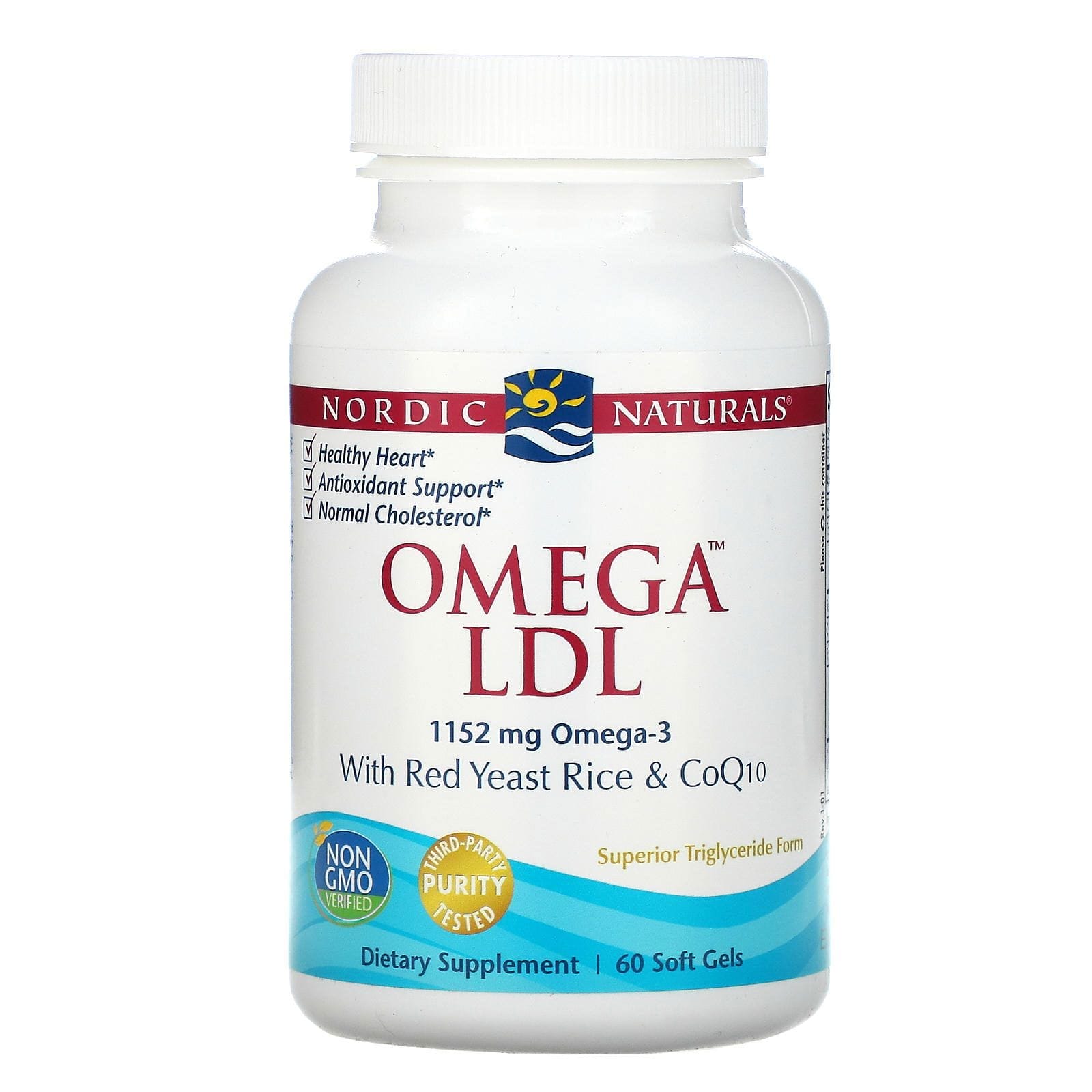 Nordic Naturals, Omega LDL, con Arroz de Levadura Roja y CoQ10, 1000 mg, 60 Cápsulas Blandas