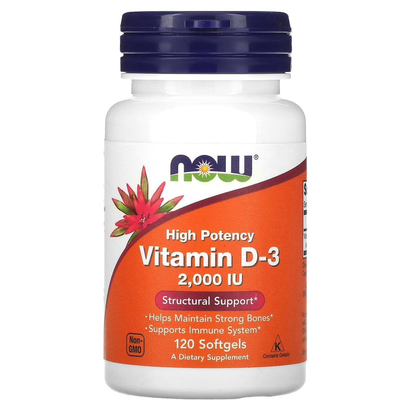 NOW Foods, Vitamina D3, 50 mcg (2000 UI), 120 cápsulas blandas