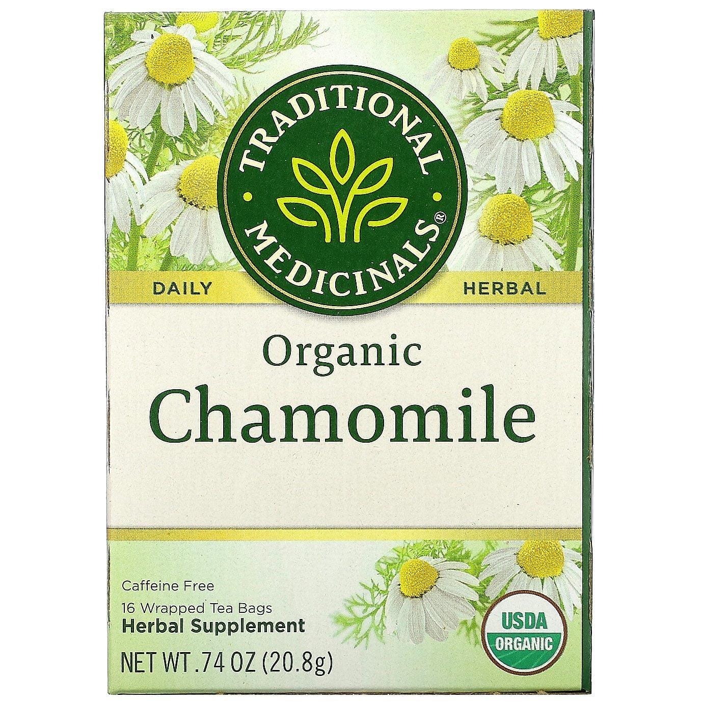 Traditional Medicinals, Manzanilla orgánica, Sin cafeína, 16 bolsitas de té envueltas, 20,8 g (0,74 oz)