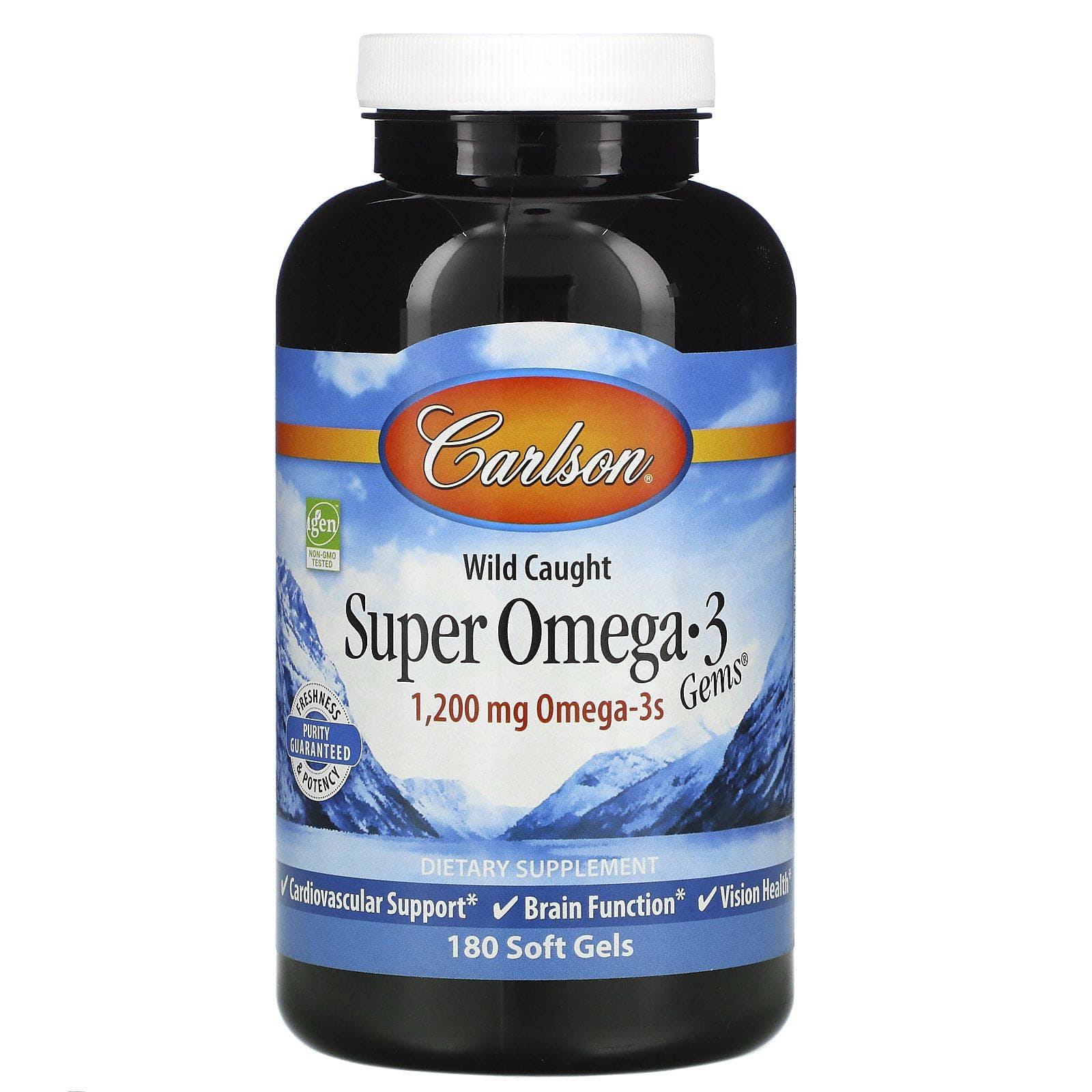 Carlson Labs, Gemas de súper Omega 3 atrapadas en la naturaleza, 1200 mg, 180 geles blandos