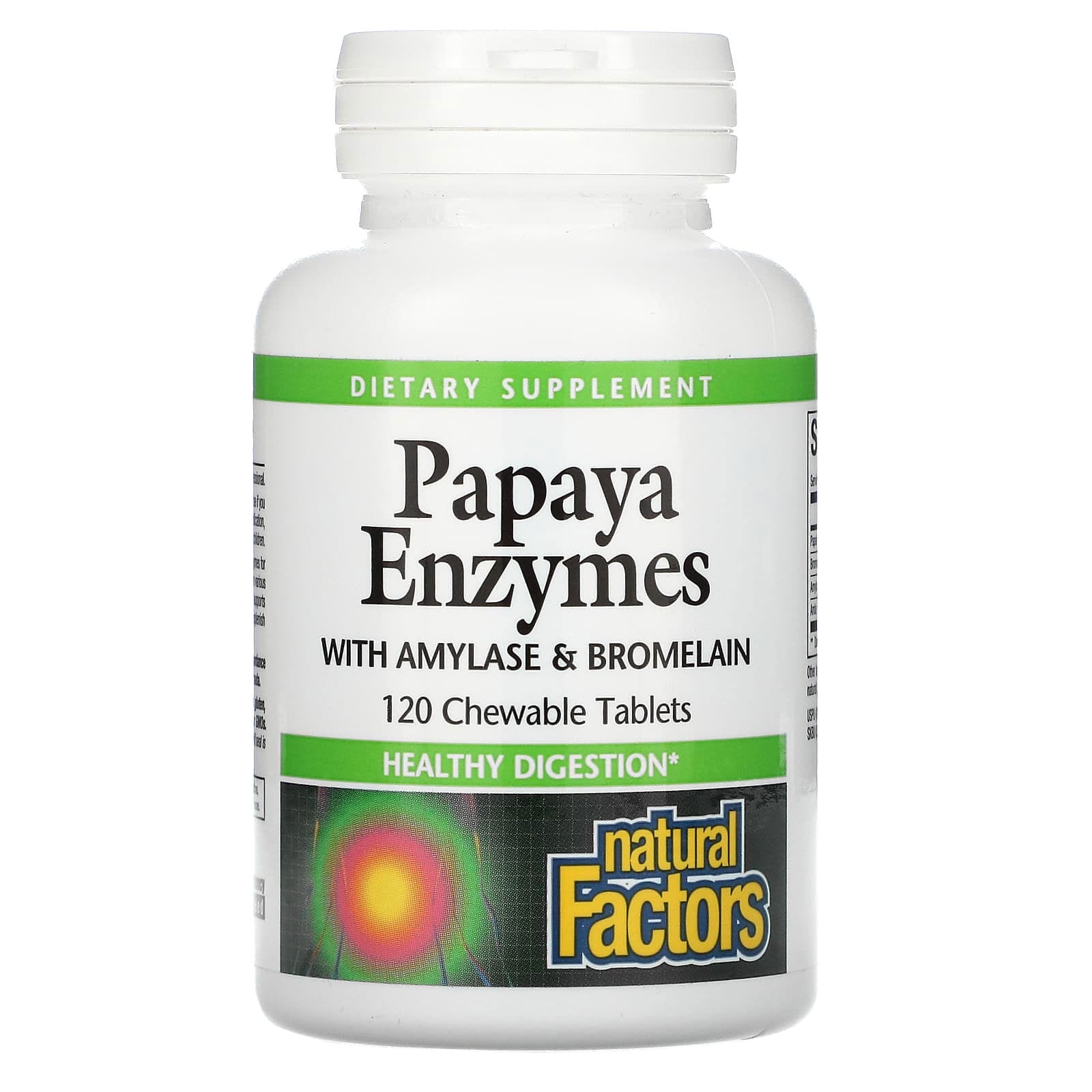 Natural Factors, Enzimas de la papaya con amilasa y bromelaína, 120 comprimidos masticables