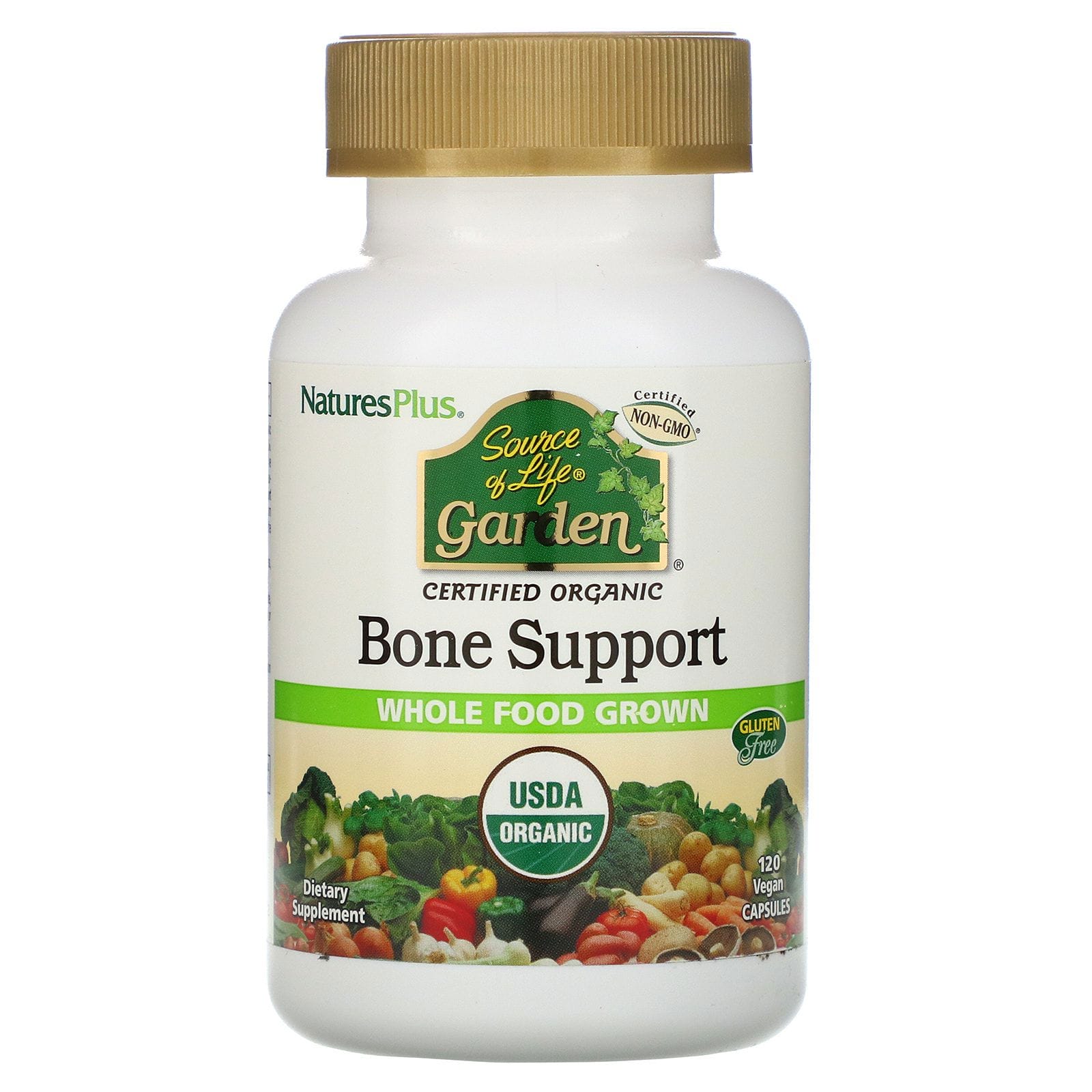 Nature's Plus, Source of Life Garden, Suplemento orgánico para huesos, 120 cápsulas veganas