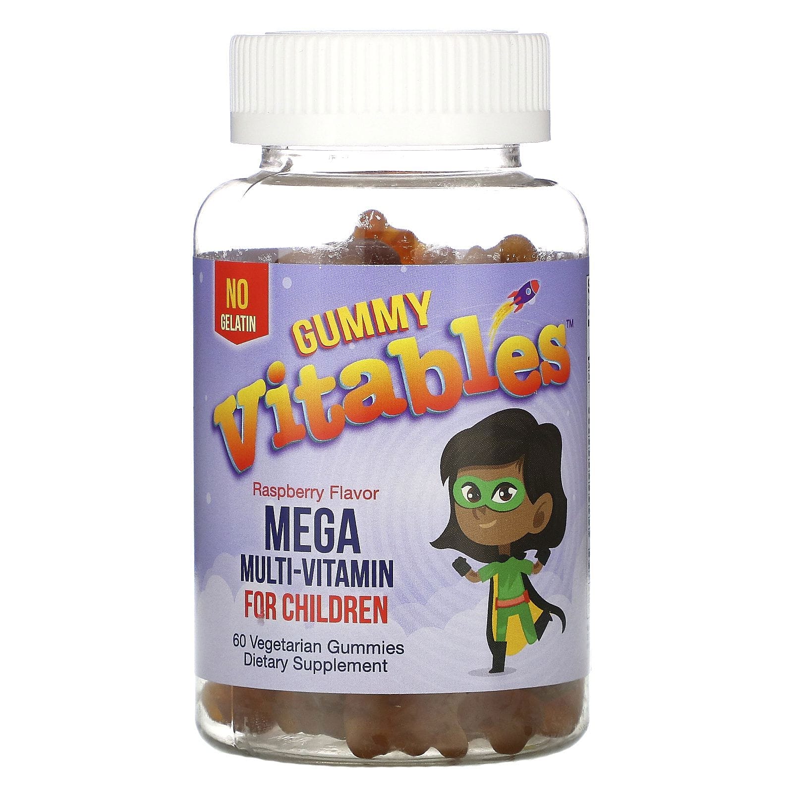 Vitables, Gomitas megamultivitamínicas para niños, Sin gelatina, Sabor a frambuesa, 60 gomitas vegetales
