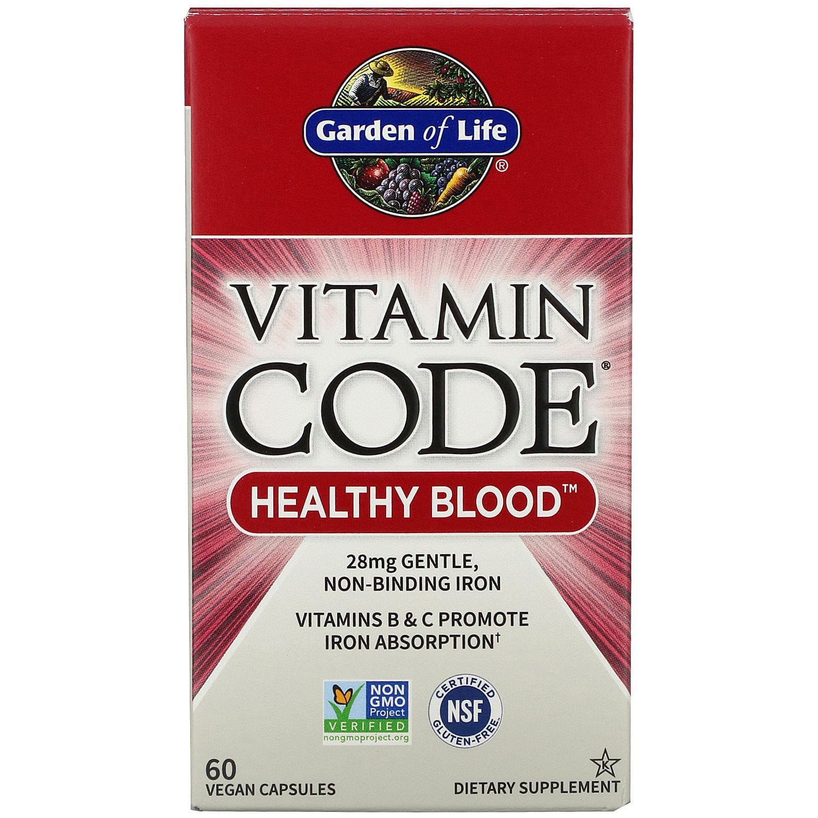 Garden of Life, Vitamin Code, salud sanguínea, 60 cápsulas vegetales